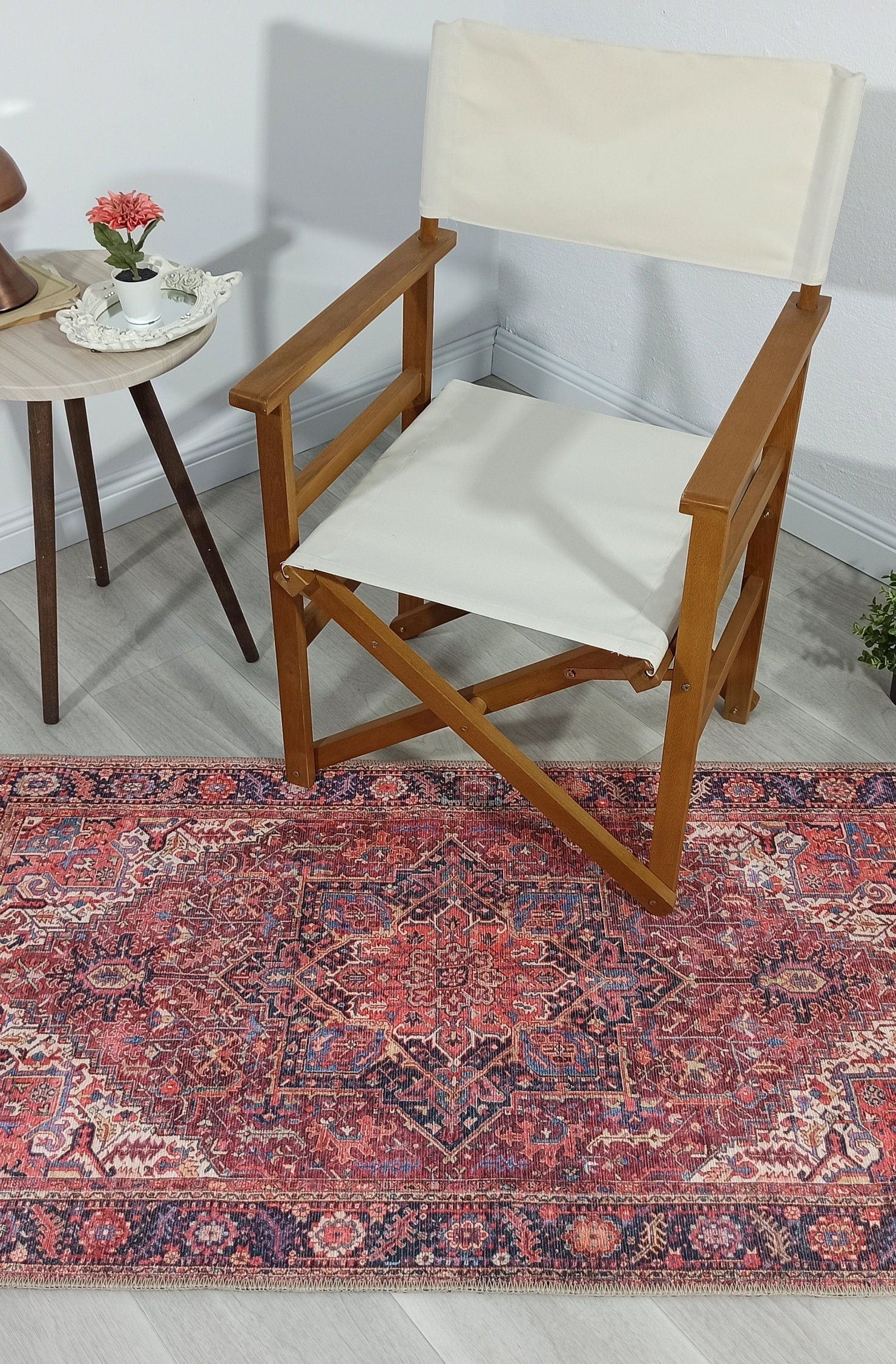 Ounya Turkish Red Terracotta Beige Kilim Rug