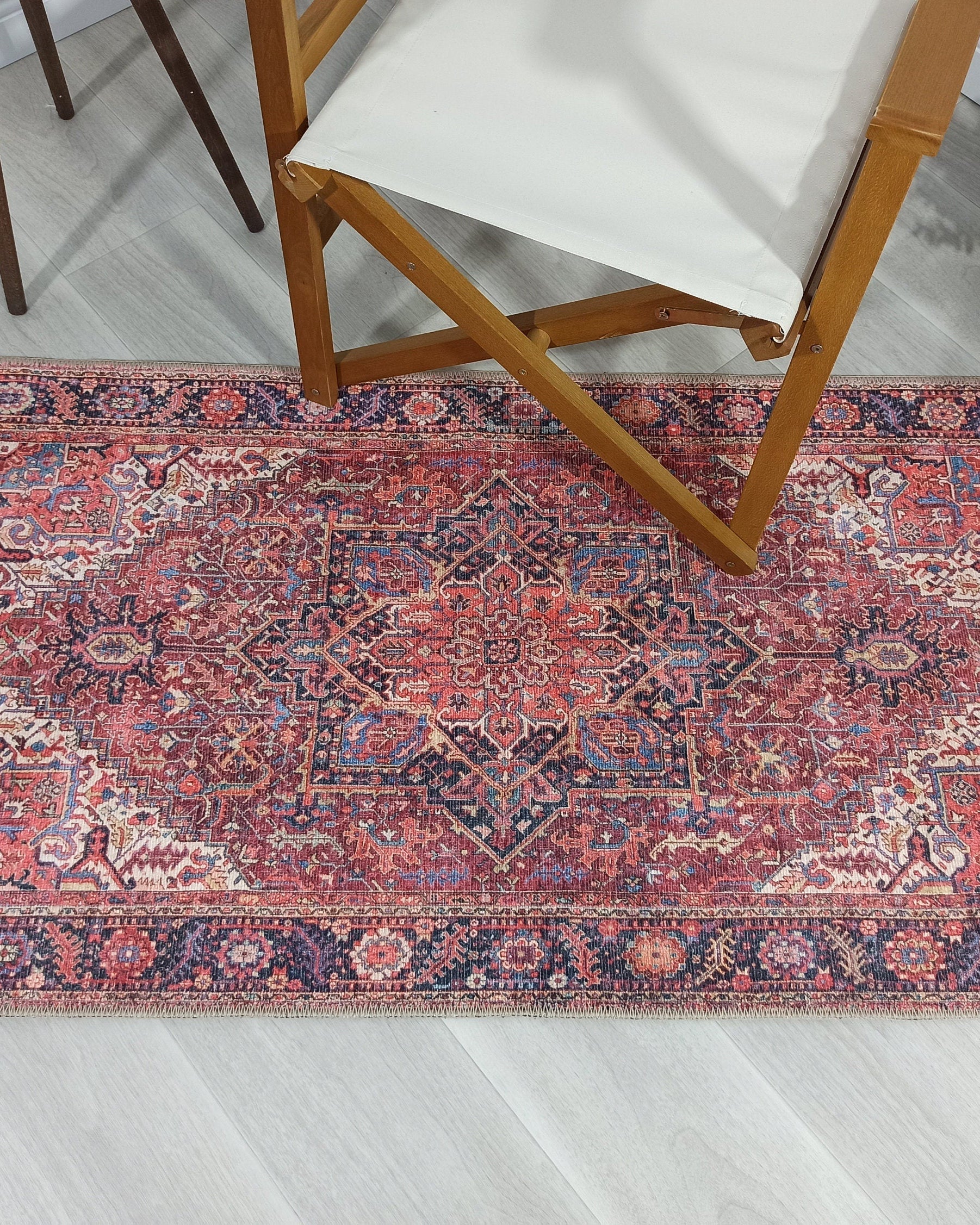 Ounya Turkish Red Terracotta Beige Kilim Rug