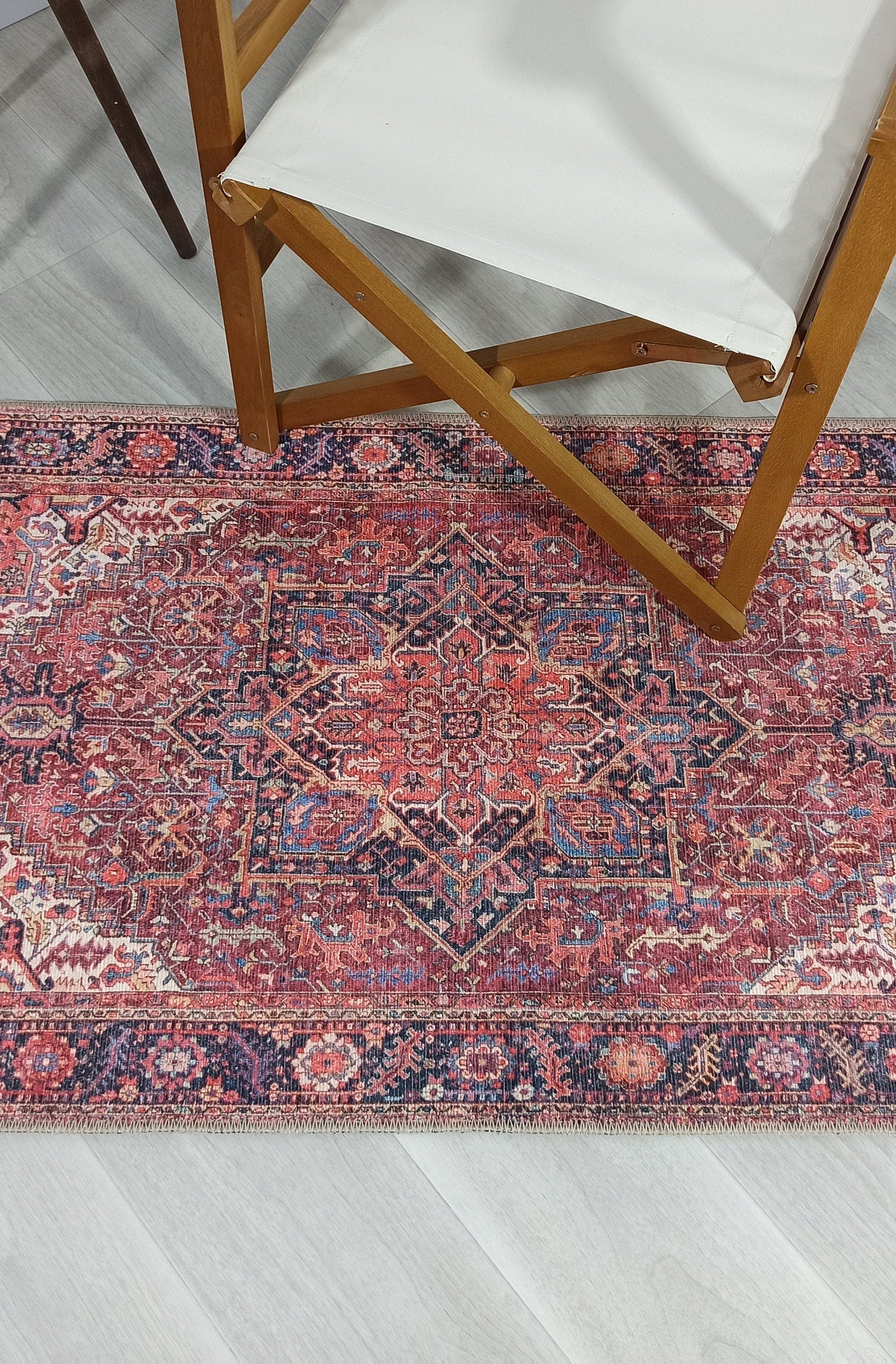 Ounya Turkish Red Terracotta Beige Kilim Rug