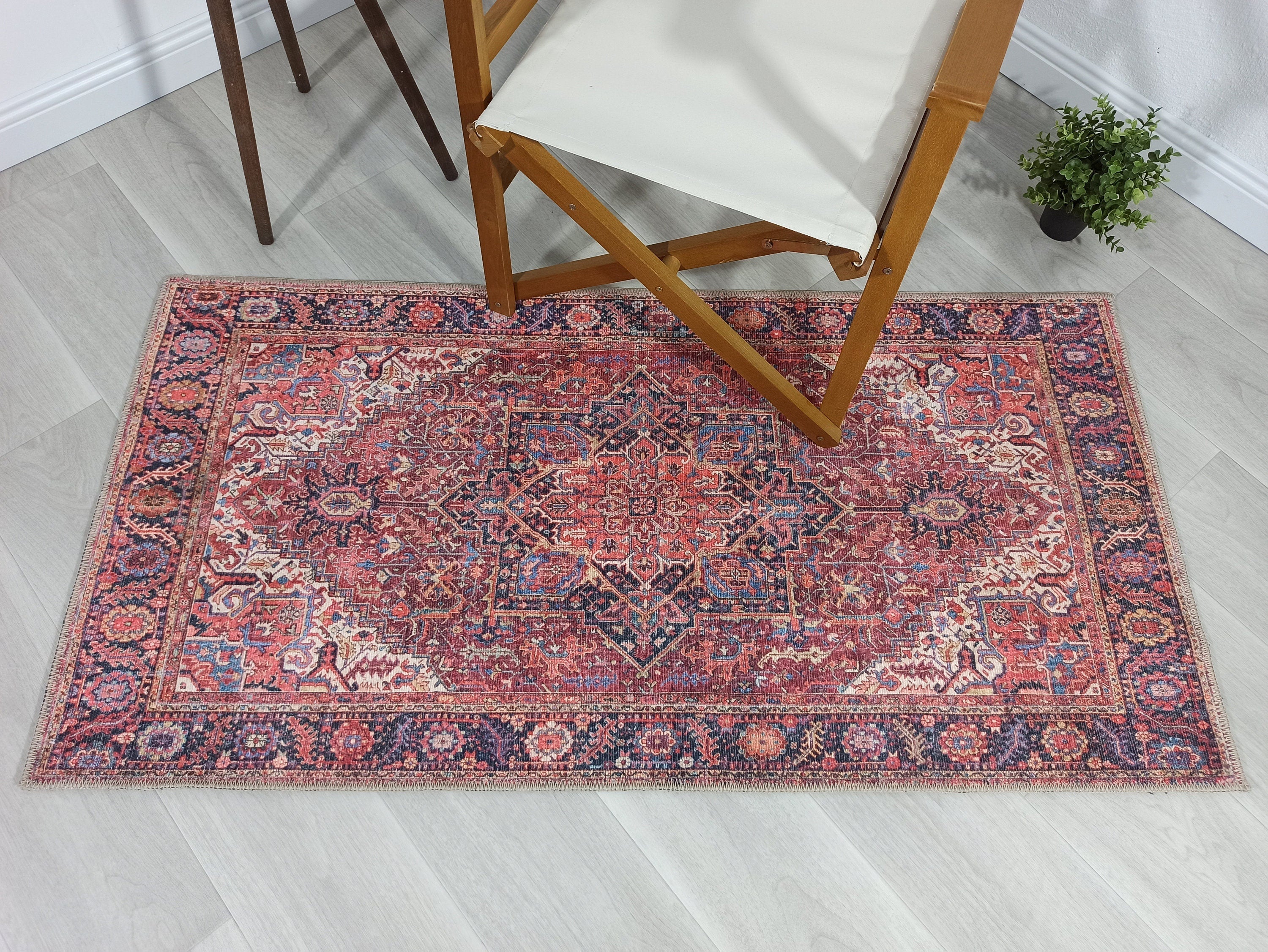 Ounya Turkish Red Terracotta Beige Kilim Rug