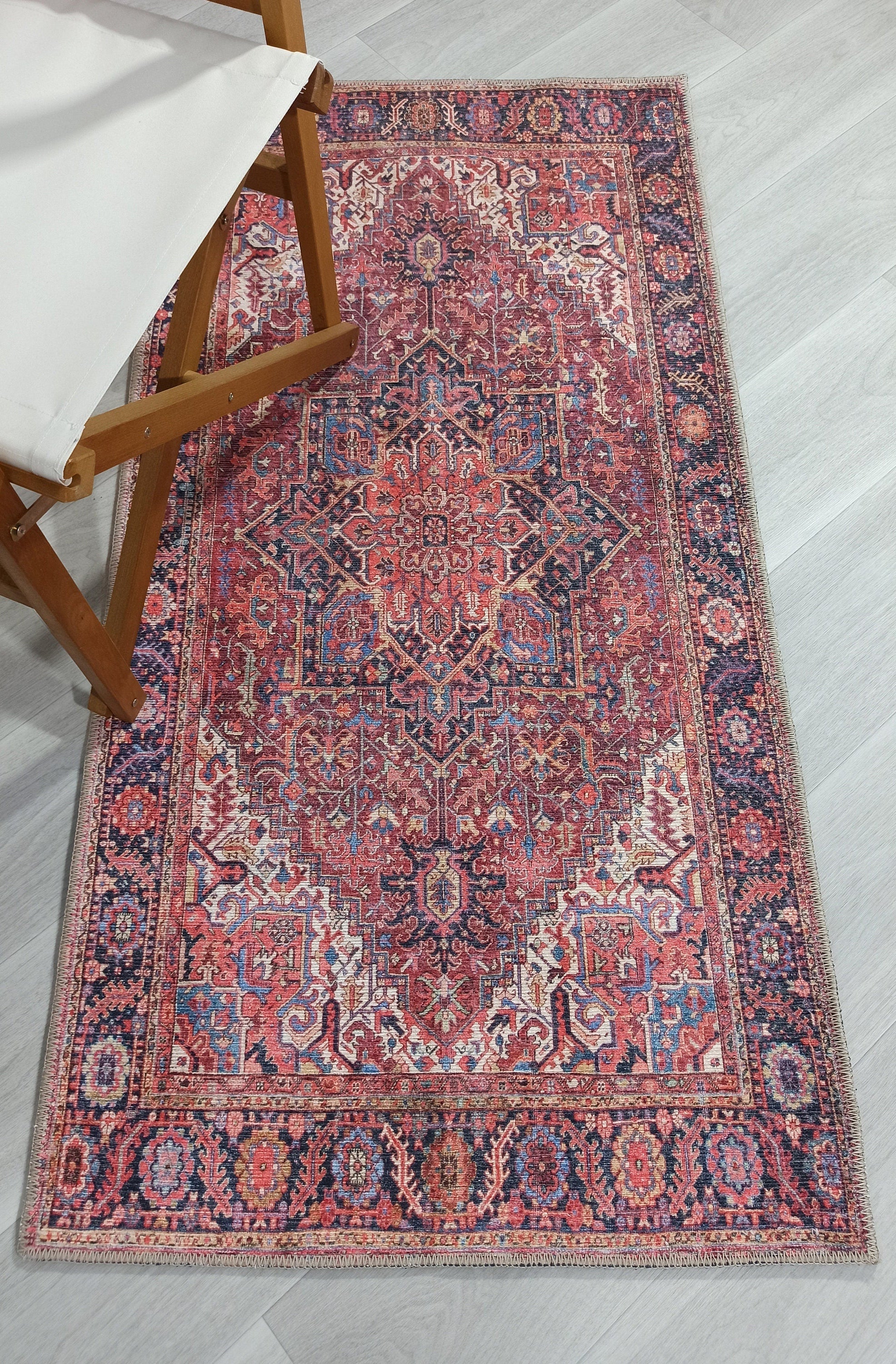 Ounya Turkish Red Terracotta Beige Kilim Rug