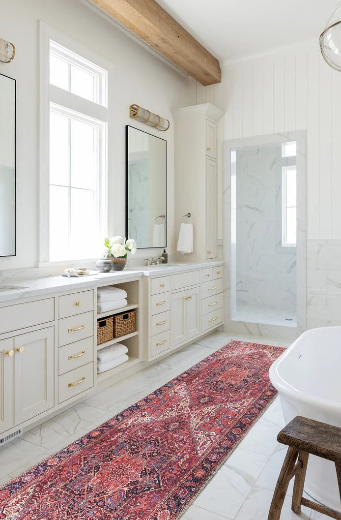 Ounya Turkish Red Terracotta Beige Kilim Rug