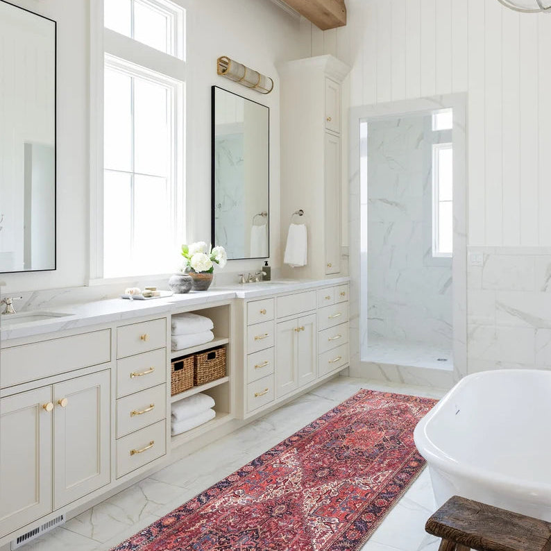 Ounya Turkish Red Terracotta Beige Kilim Rug