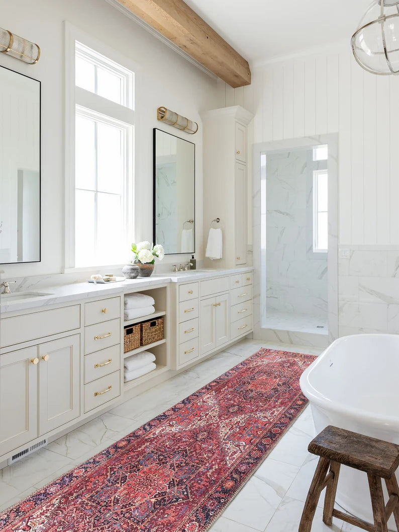 Ounya Turkish Red Terracotta Beige Kilim Rug