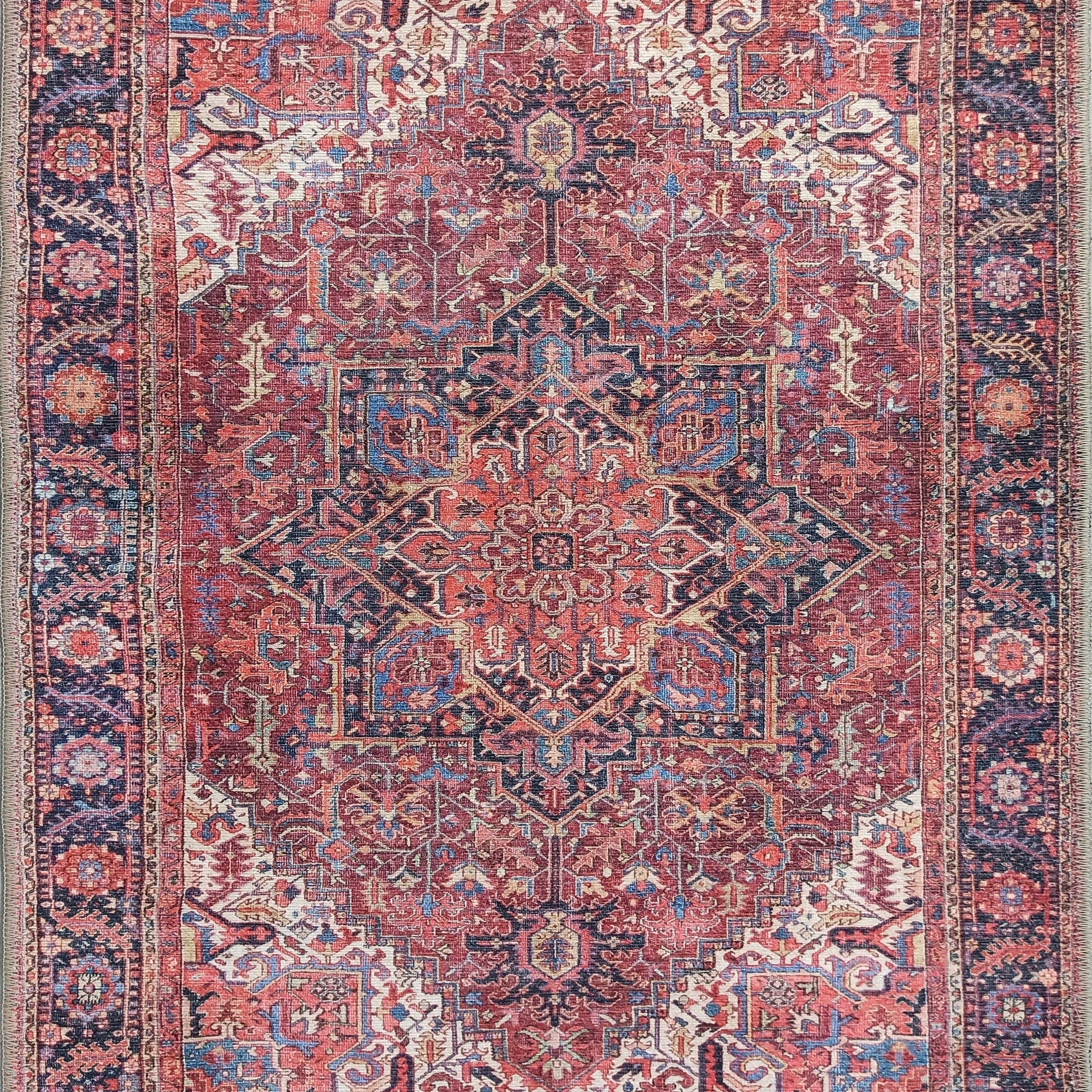 Ounya Turkish Red Terracotta Beige Kilim Rug