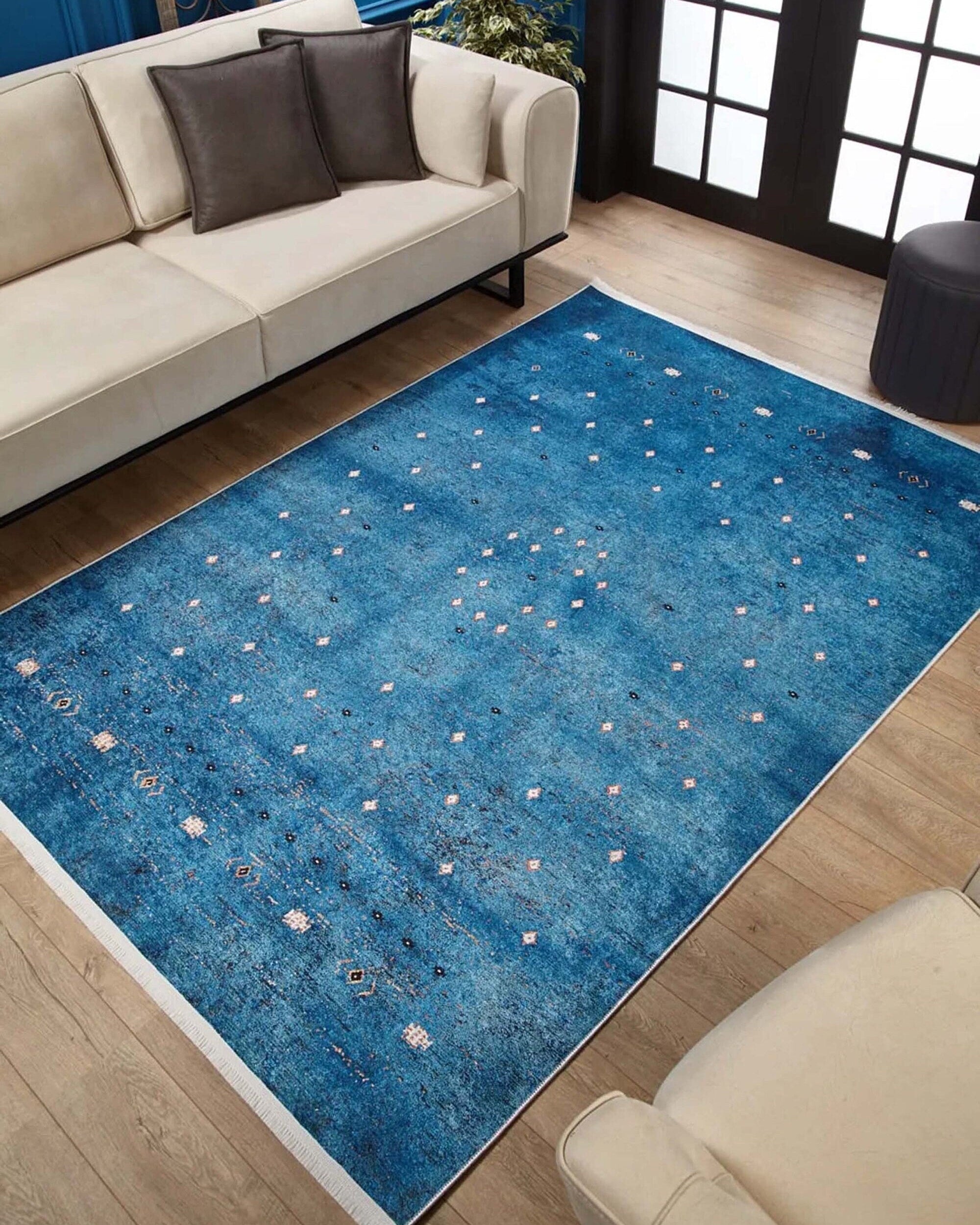 Ouri Turkish Oushak Blue Rug