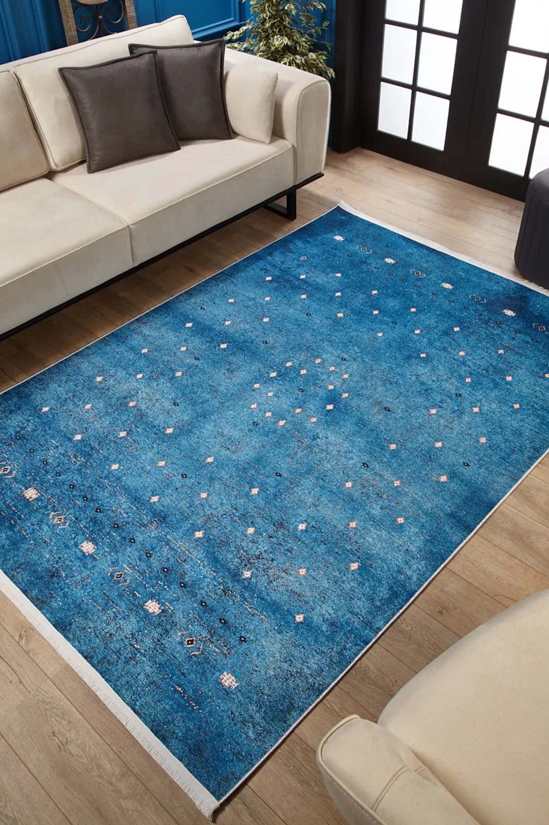 Ouri Turkish Oushak Blue Rug