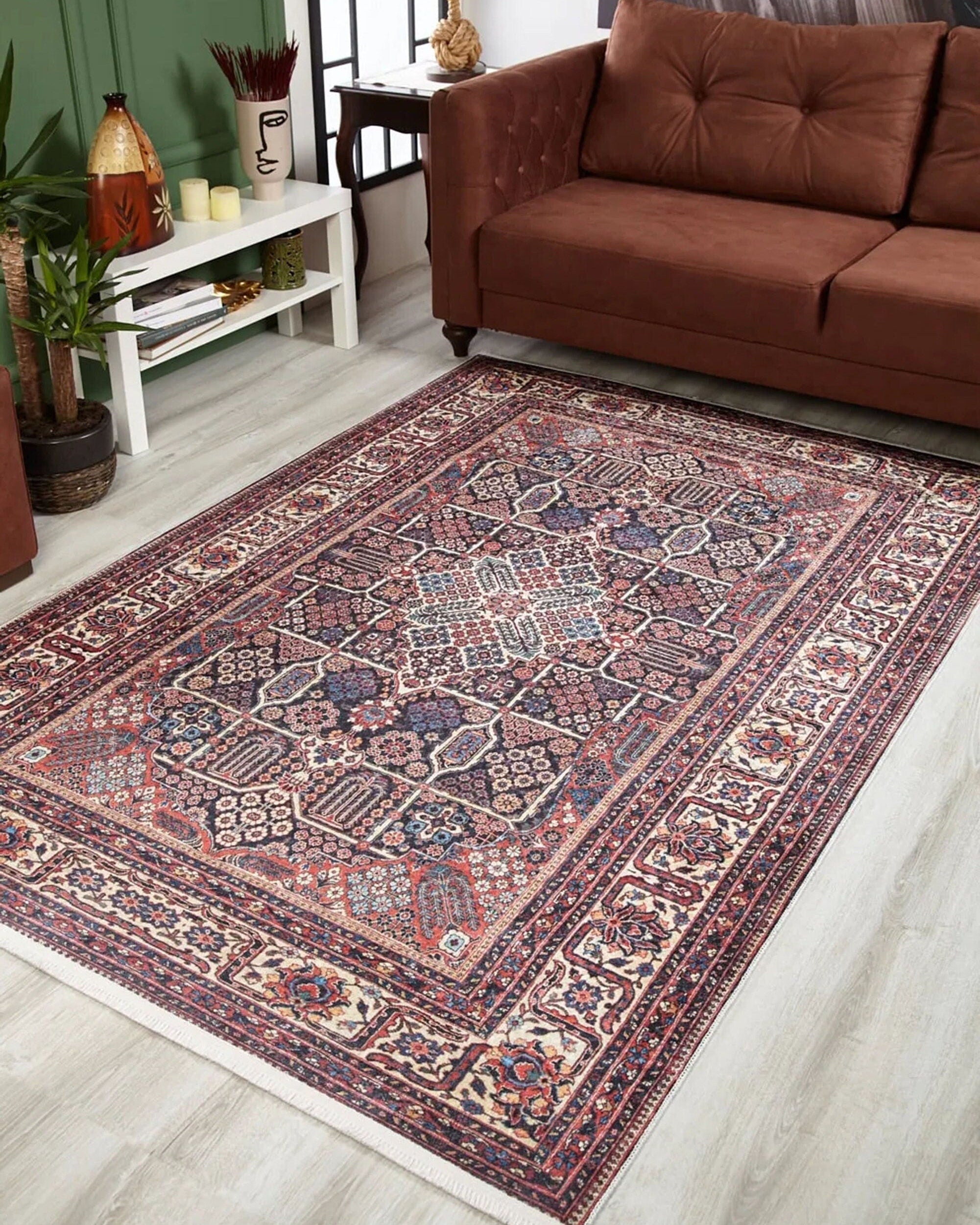 Paila Turkish Oushak Tribal Red Beige Rug