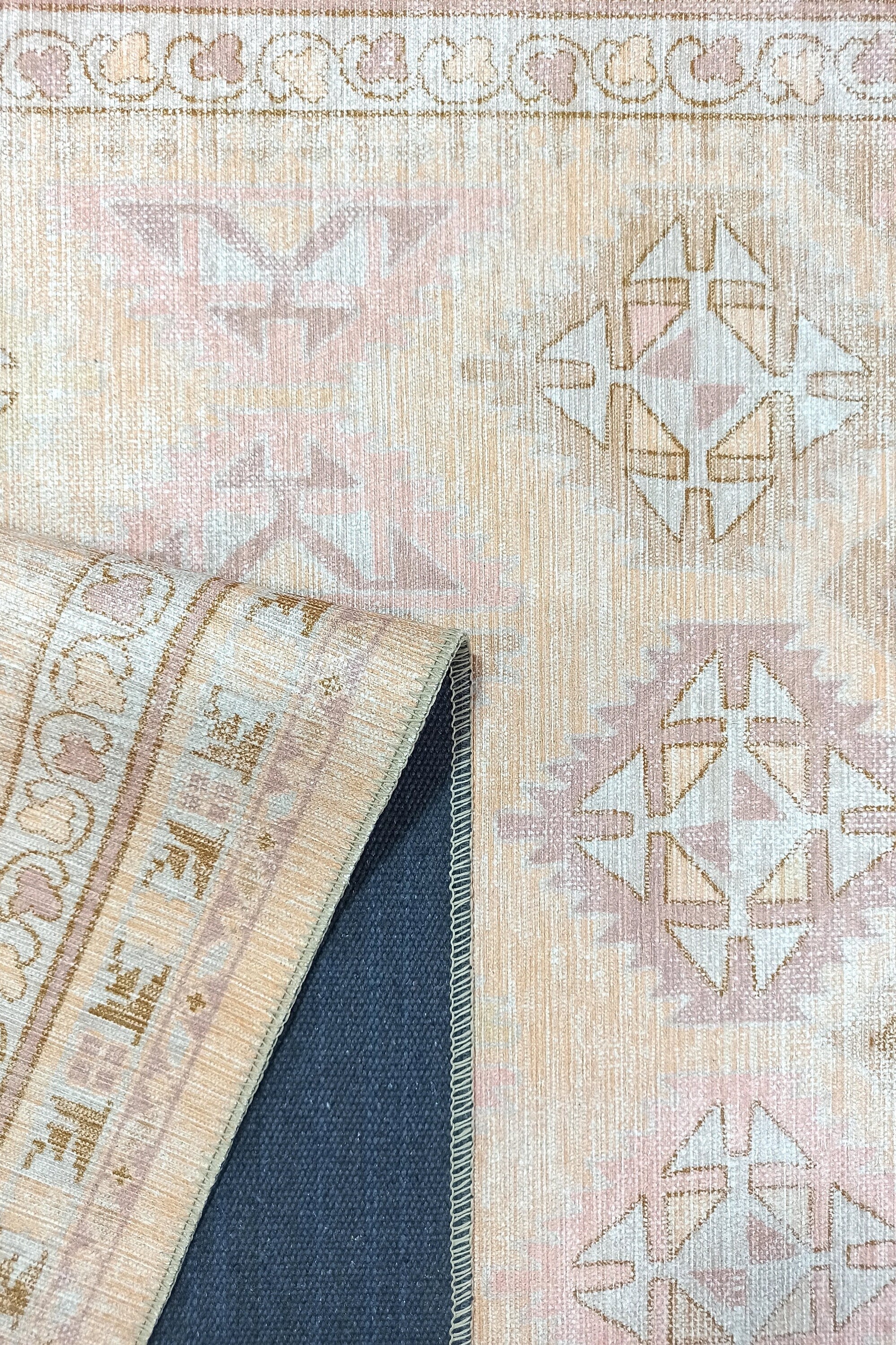 Raisanna Pale Brown Beige Herki Vintage Rug