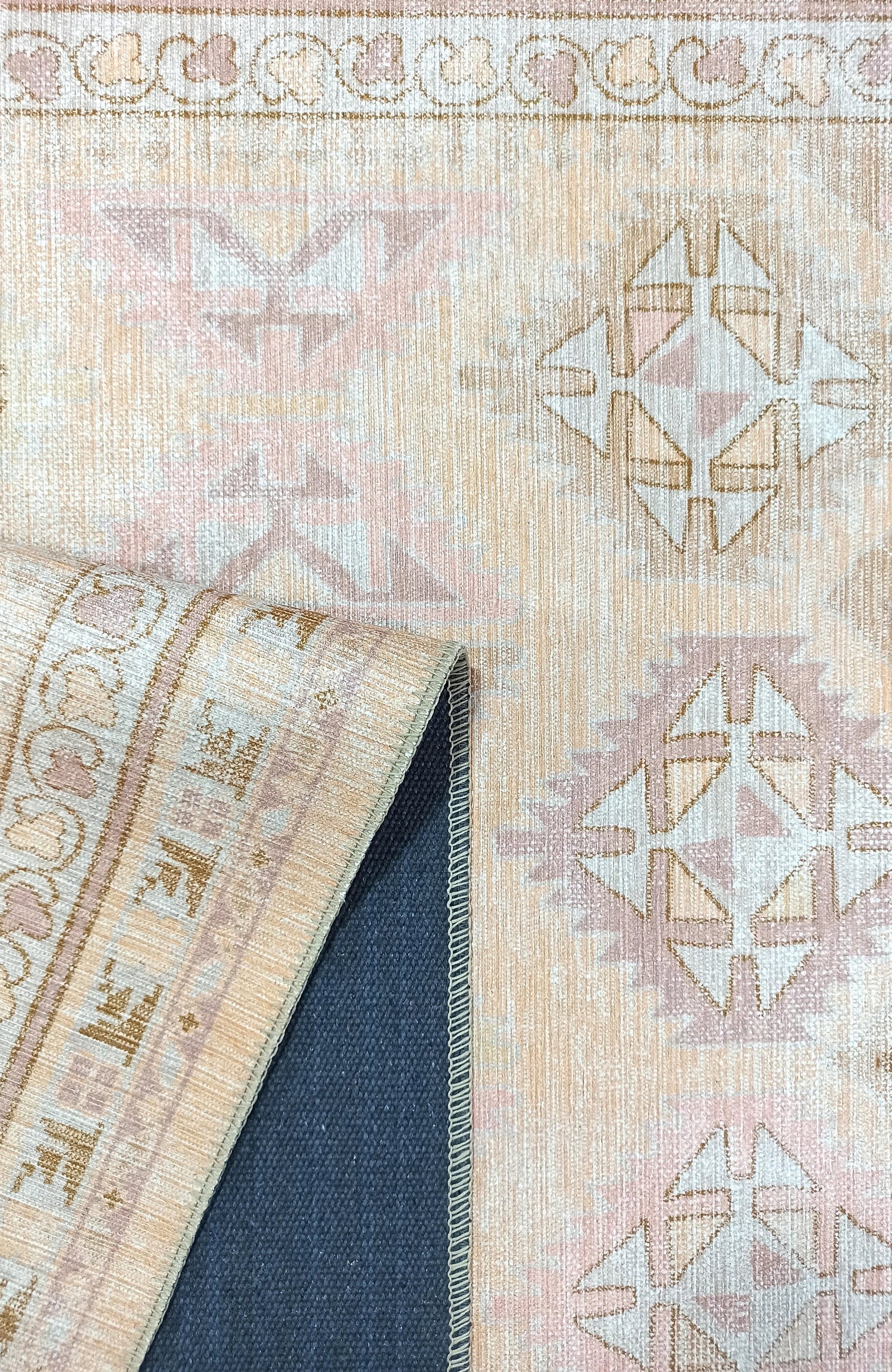 Raisanna Pale Brown Beige Herki Vintage Rug