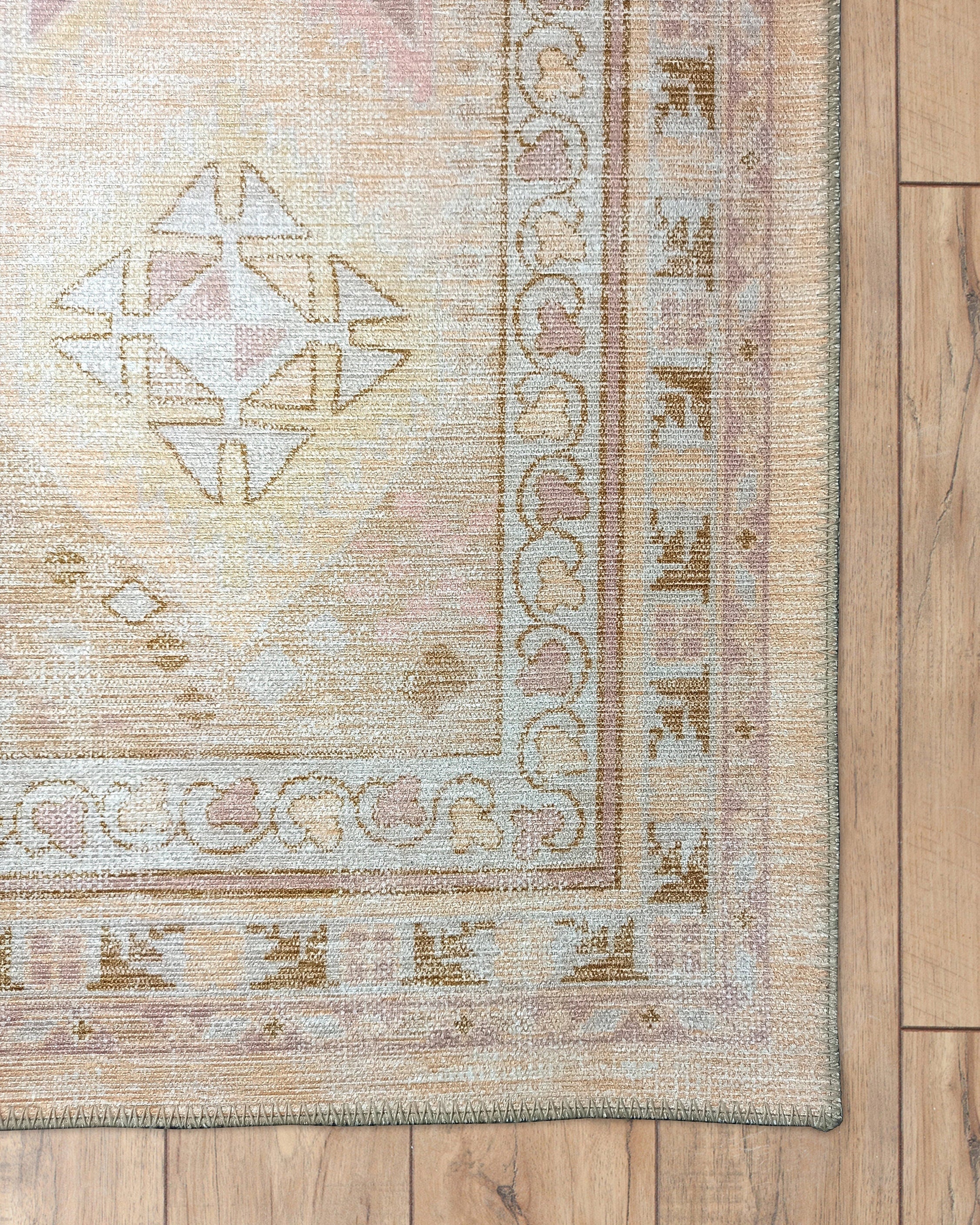 Raisanna Pale Brown Beige Herki Vintage Rug