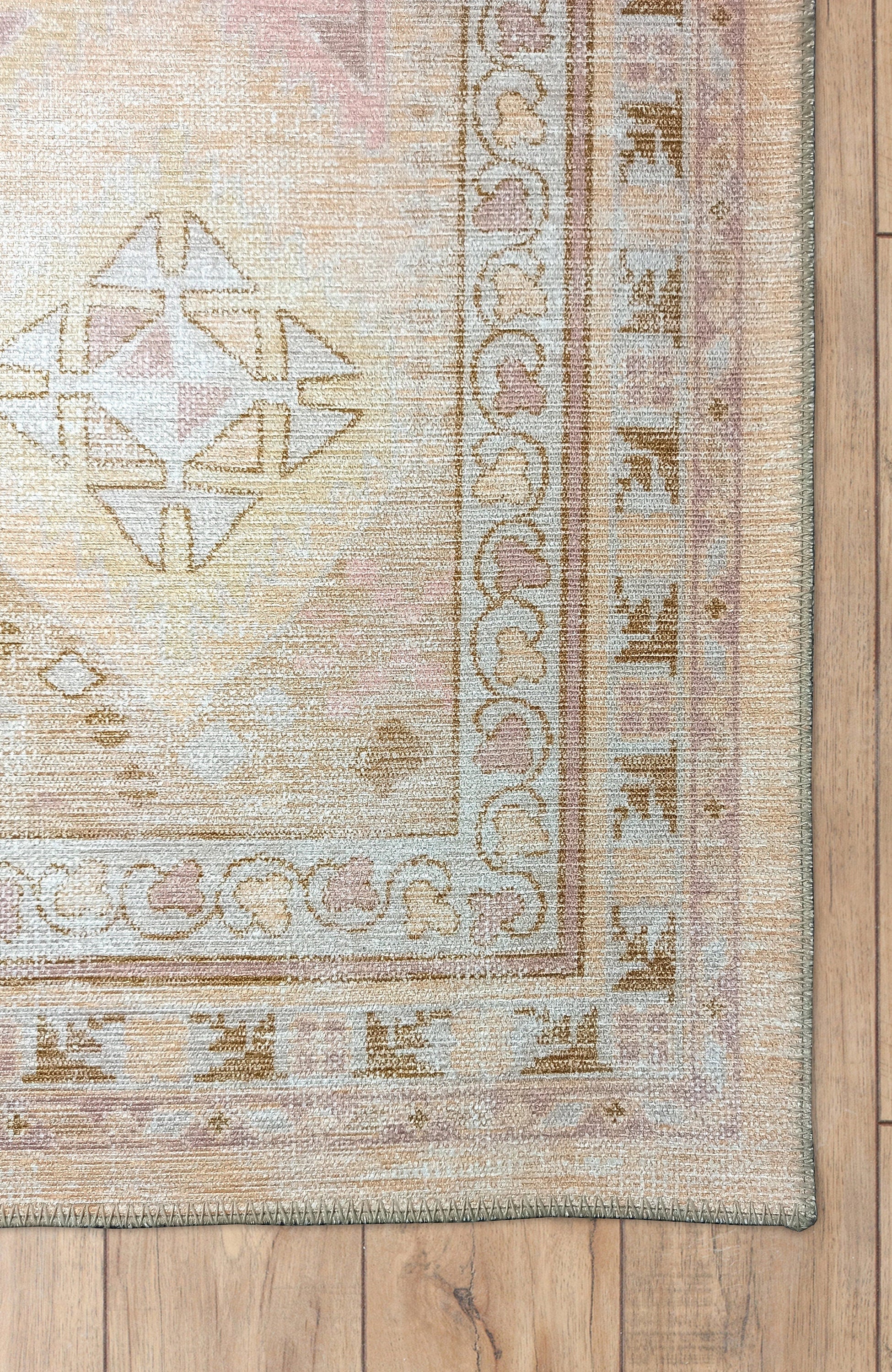 Raisanna Pale Brown Beige Herki Vintage Rug