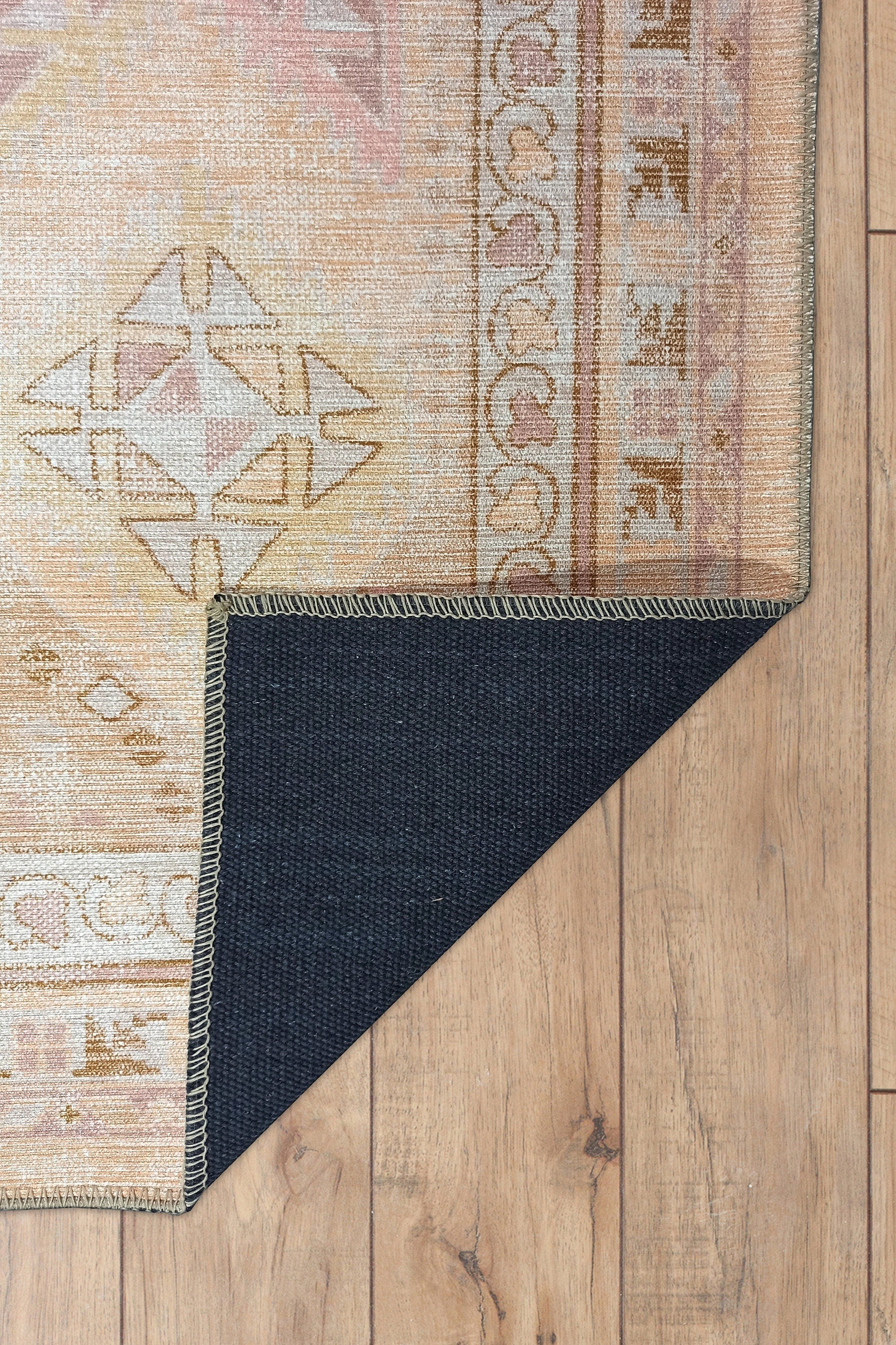 Raisanna Pale Brown Beige Herki Vintage Rug