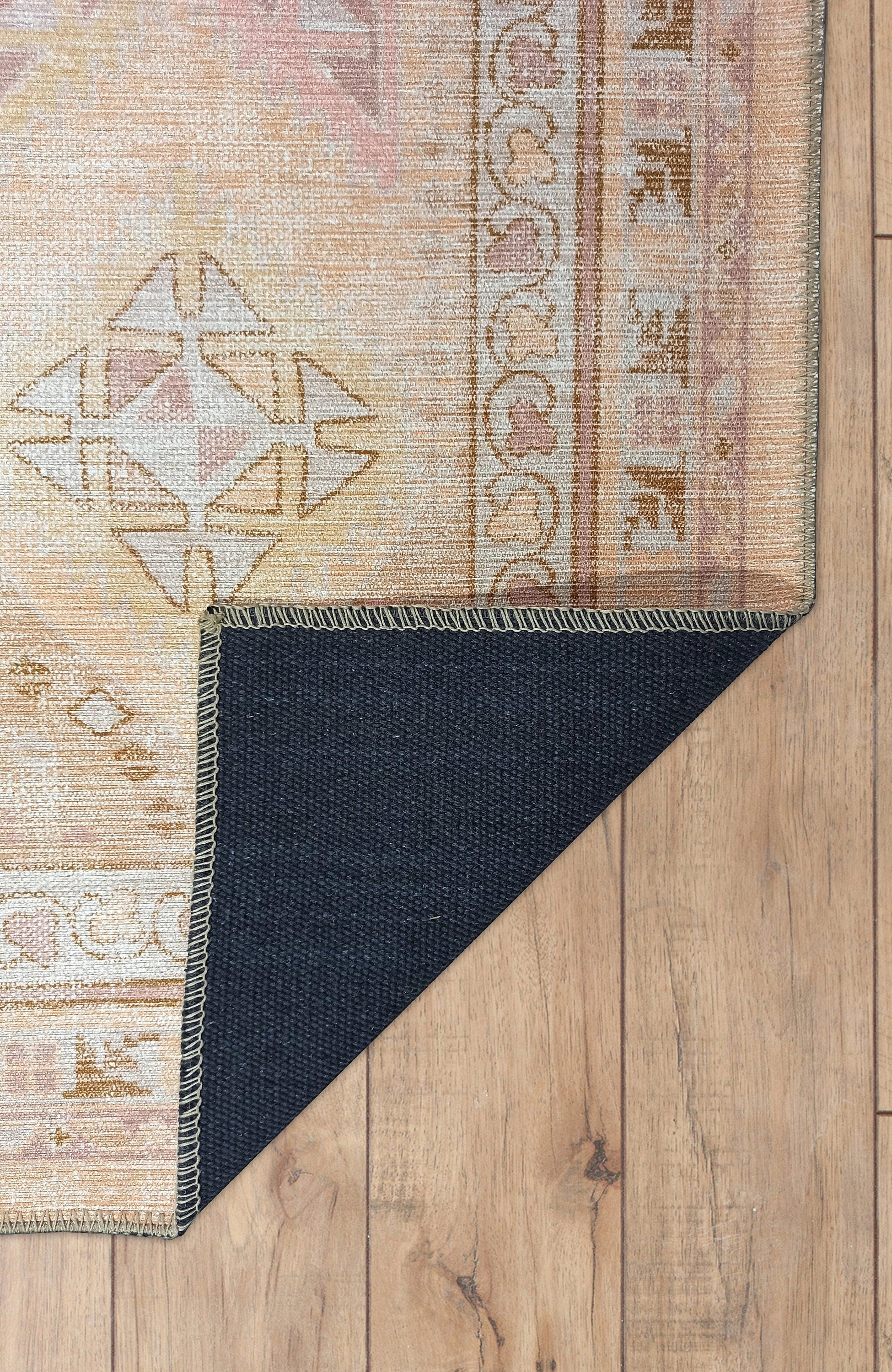 Raisanna Pale Brown Beige Herki Vintage Rug