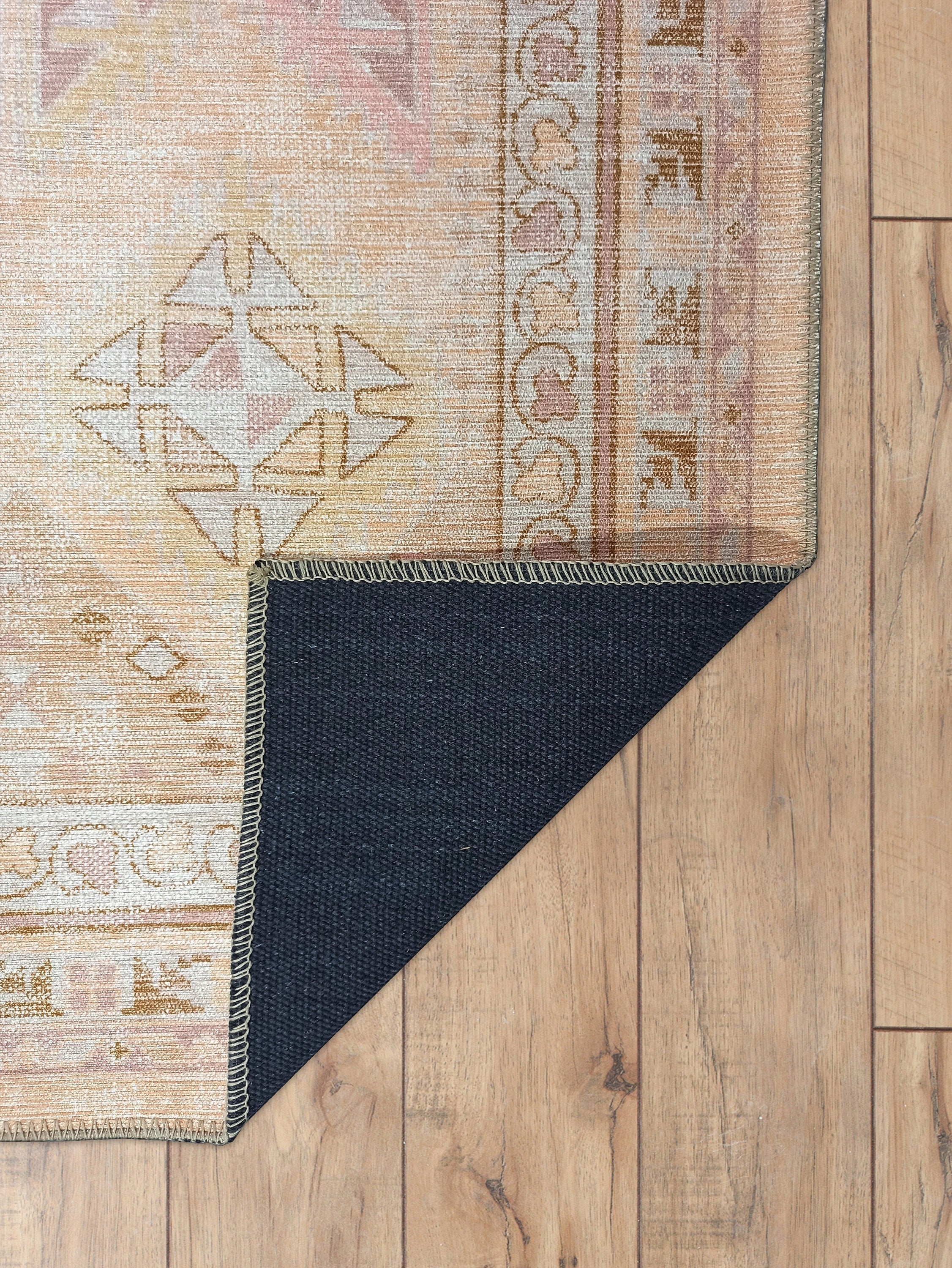 Raisanna Pale Brown Beige Herki Vintage Rug