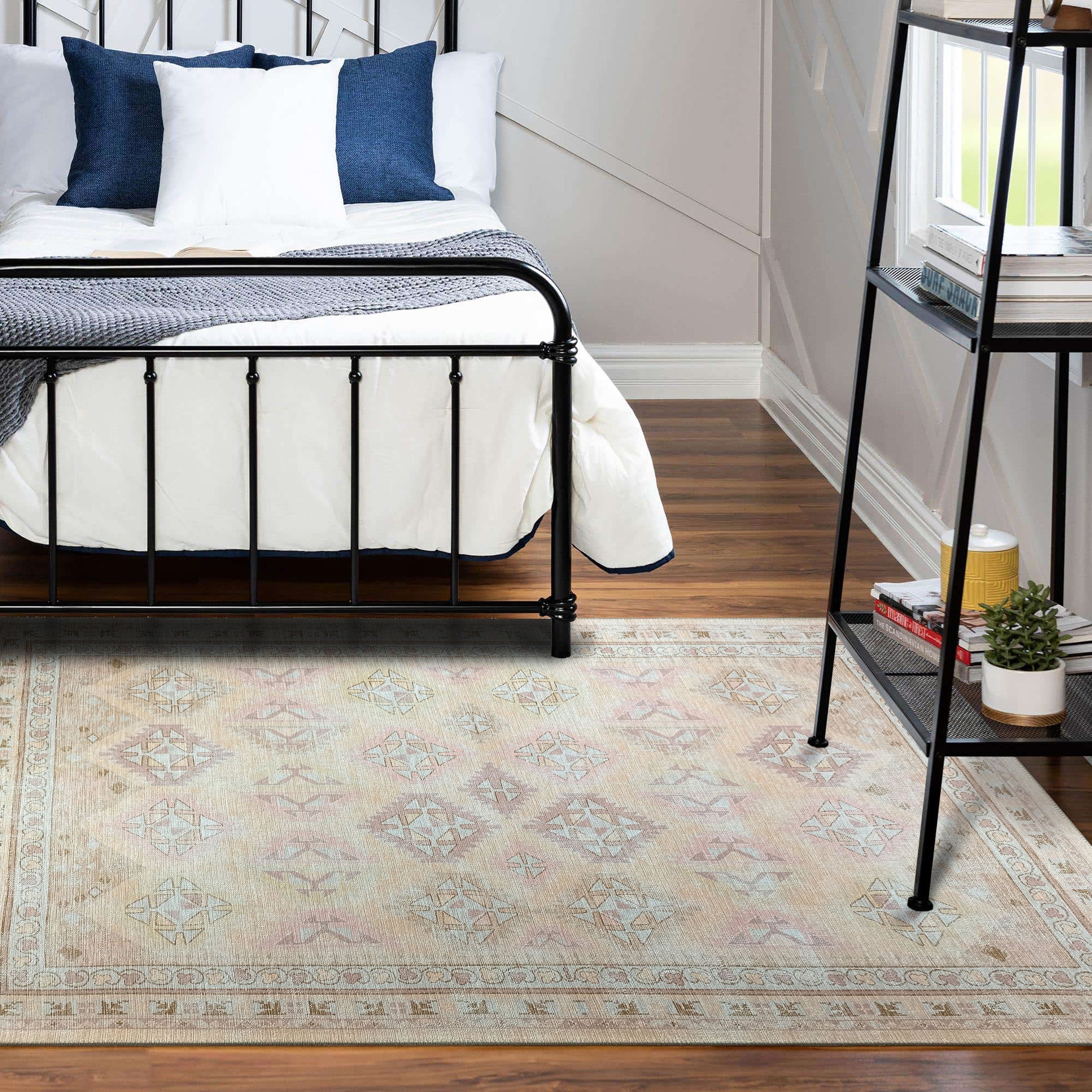 Raisanna Pale Brown Beige Herki Vintage Rug