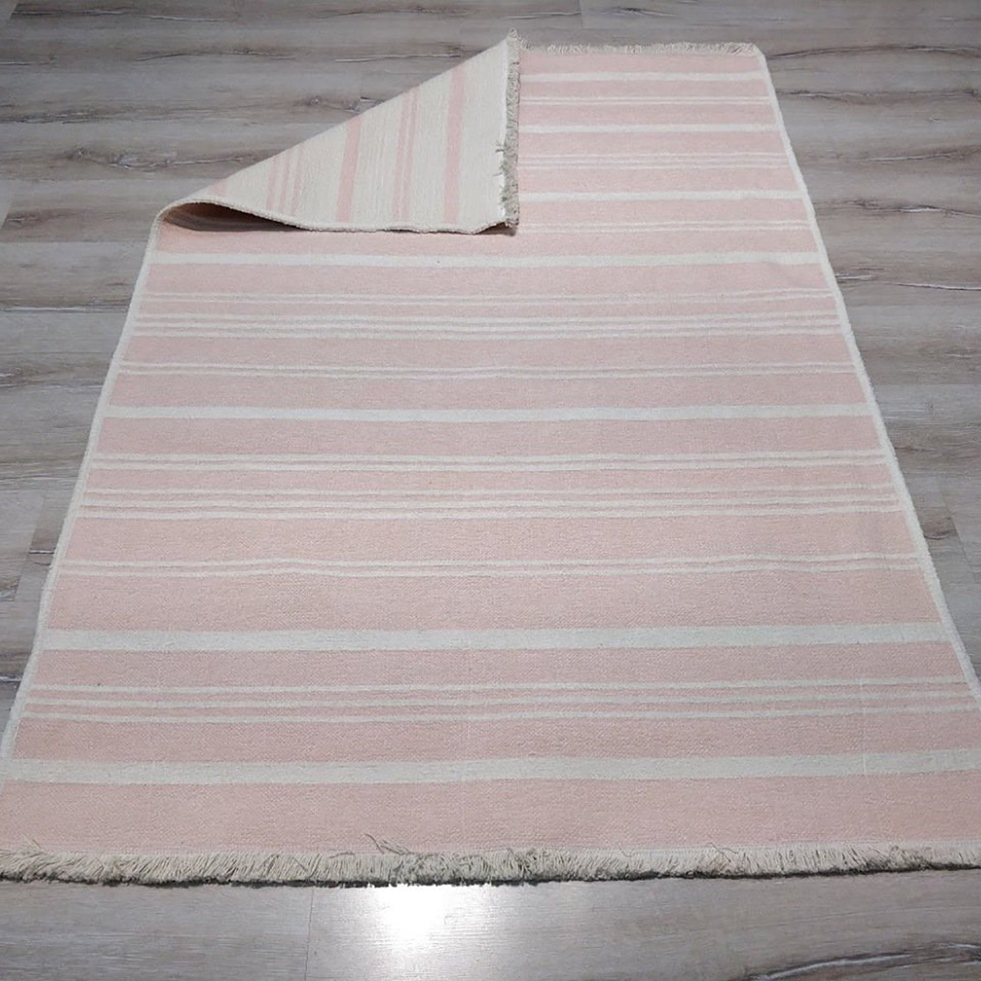 Pama Revesible Pastel Pink Kilim Rug