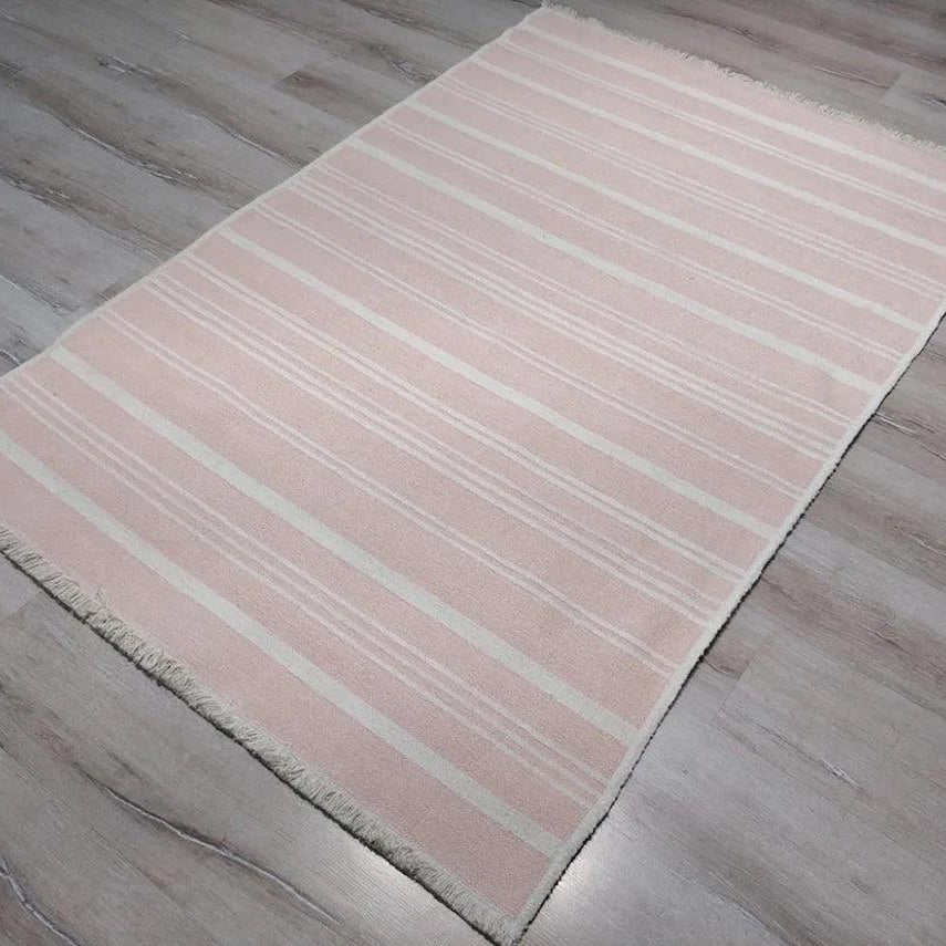 Pama Revesible Pastel Pink Kilim Rug
