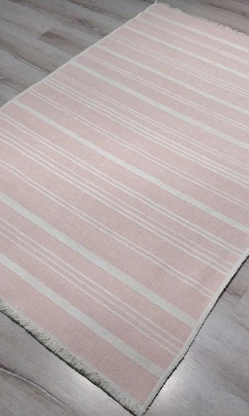 Pama Revesible Pastel Pink Kilim Rug