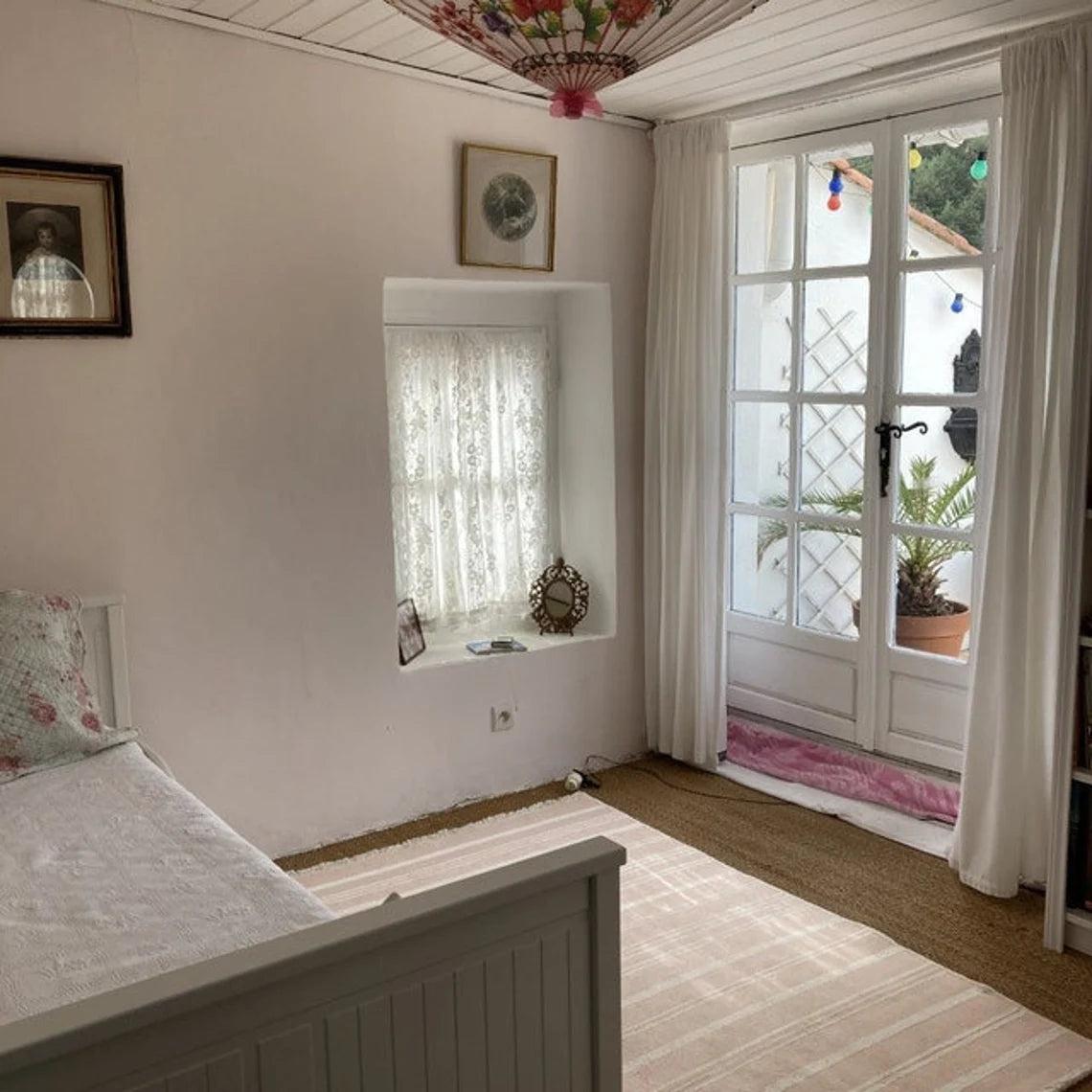 Pama Revesible Pastel Pink Kilim Rug