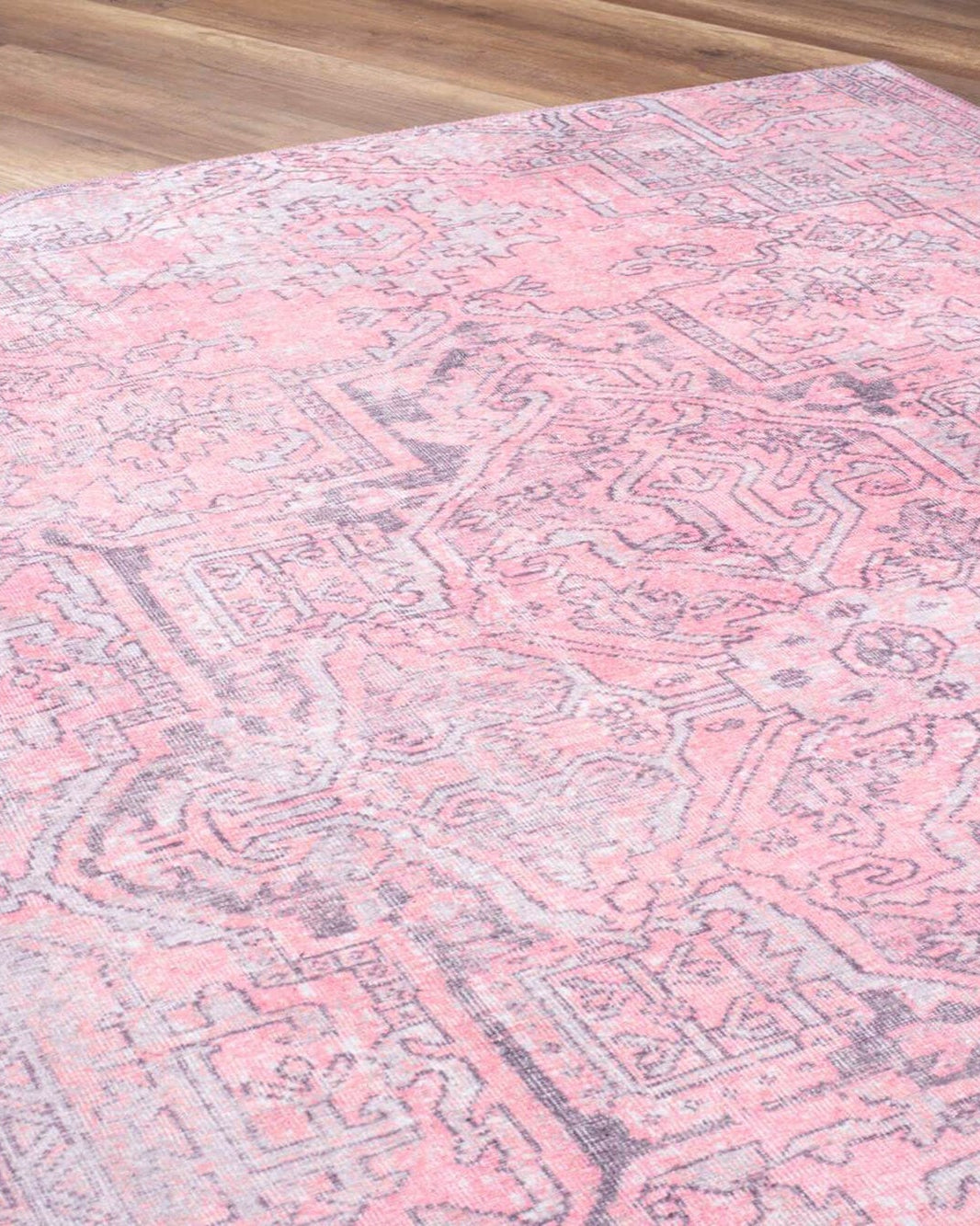 Pamba Pink Persian Heriz Faded Gray Rug