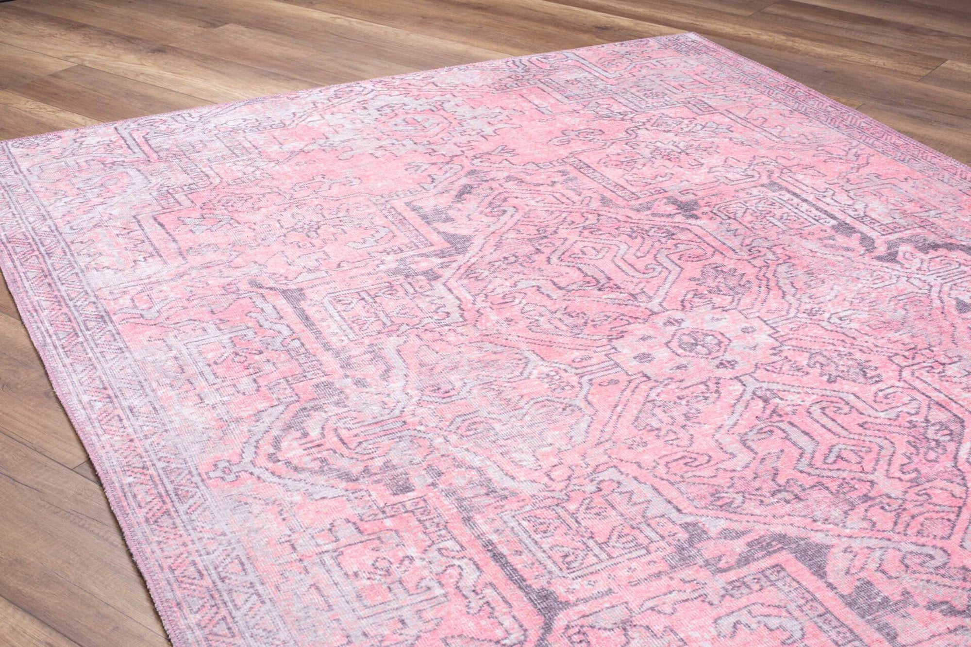 Pamba Pink Persian Heriz Faded Gray Rug