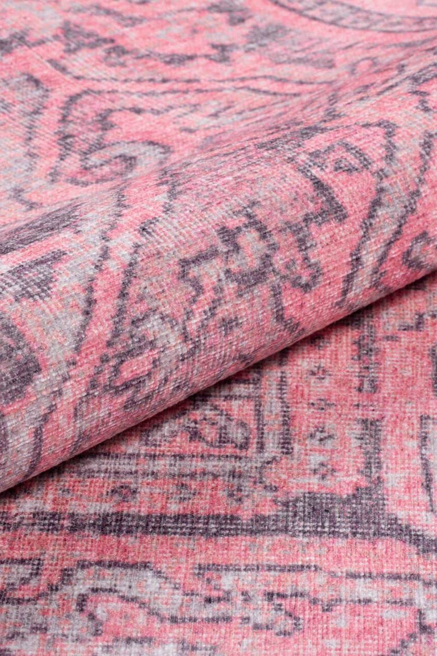 Pamba Pink Persian Heriz Faded Gray Rug