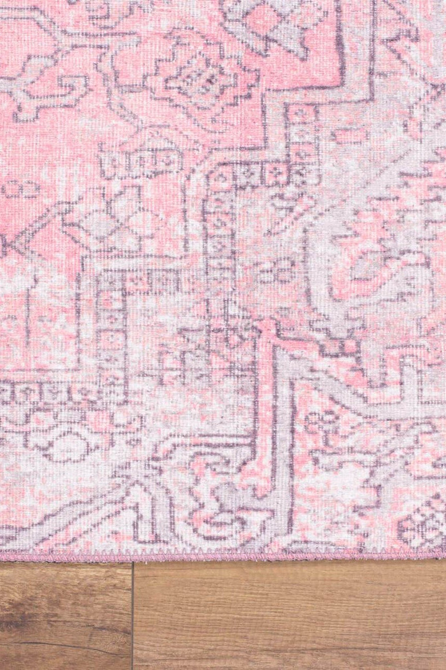 Pamba Pink Persian Heriz Faded Gray Rug