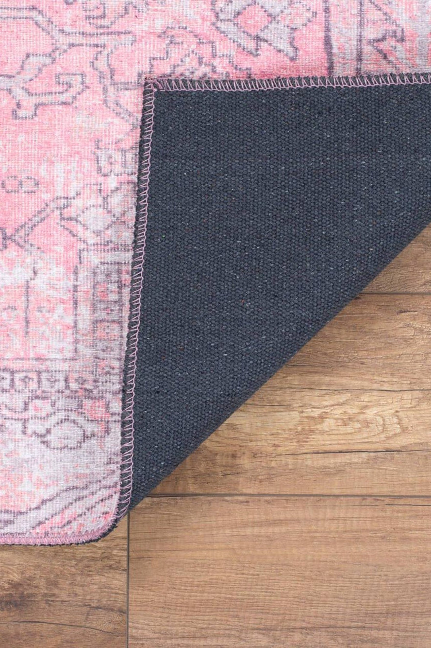 Pamba Pink Persian Heriz Faded Gray Rug