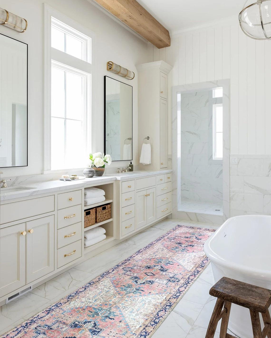 Para Rug Heriz Persian Beige Pink Rug