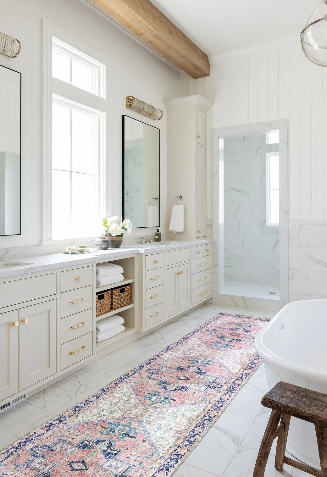 Para Rug Heriz Persian Beige Pink Rug