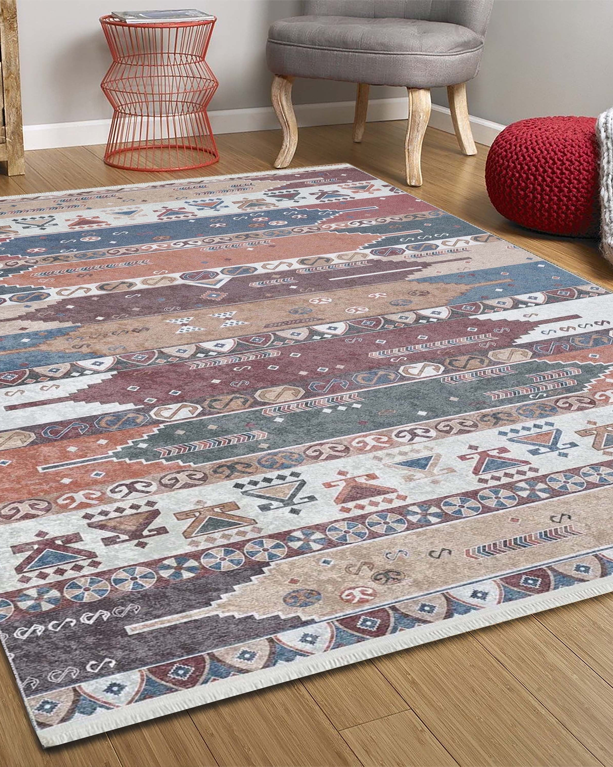 Parda Turkish Kilim Colorful Rug