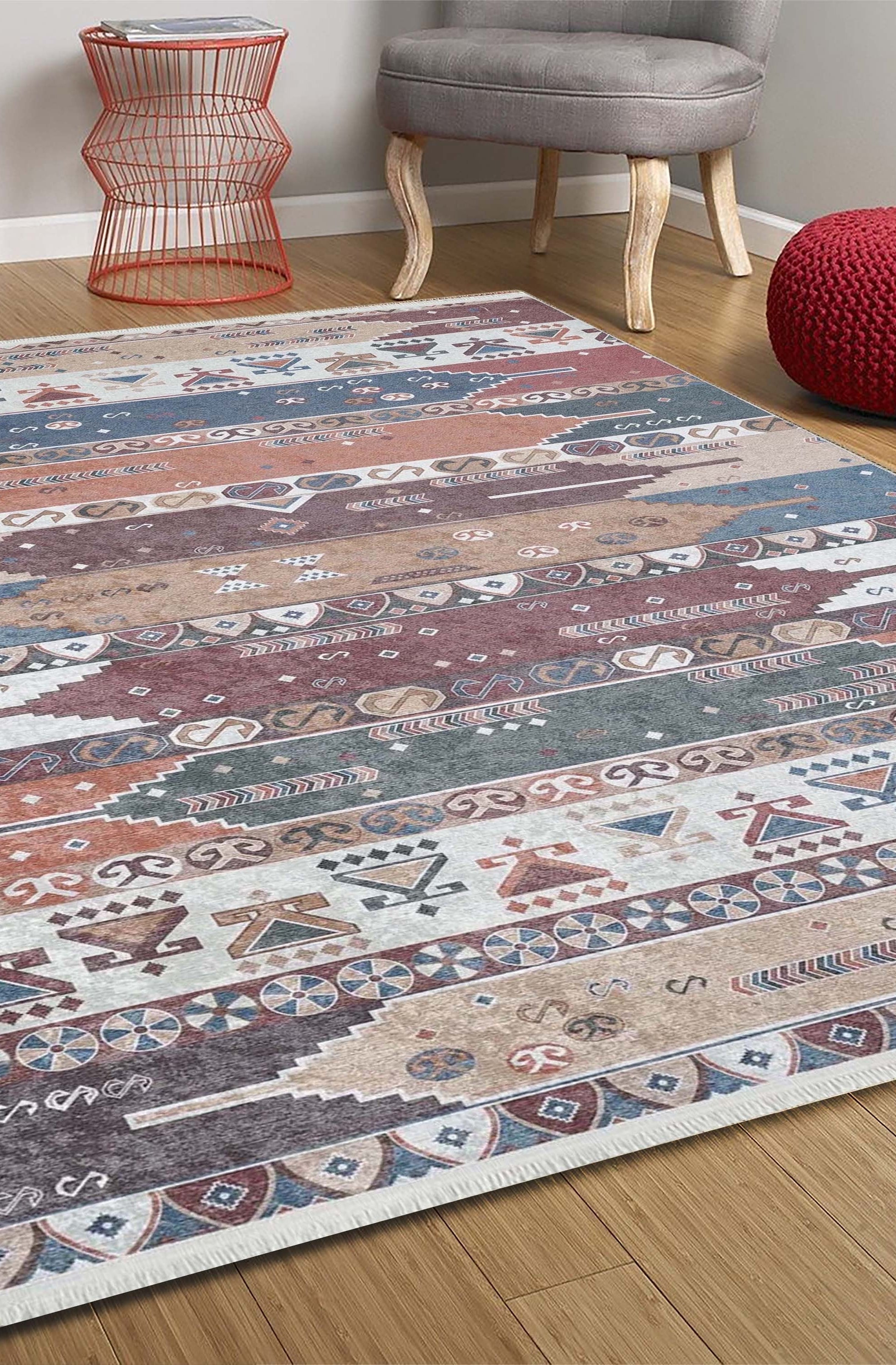 Parda Turkish Kilim Colorful Rug