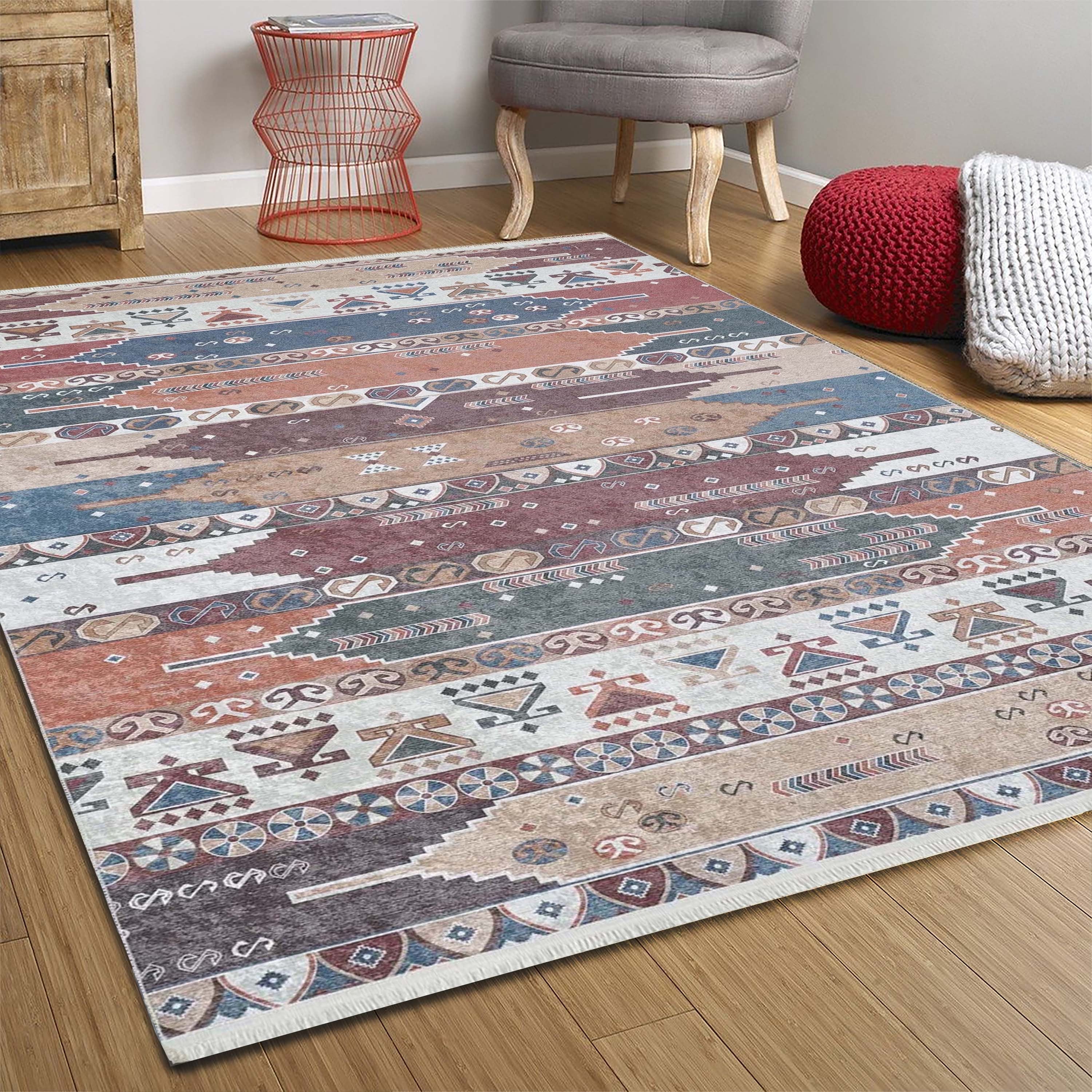 Parda Turkish Kilim Colorful Rug