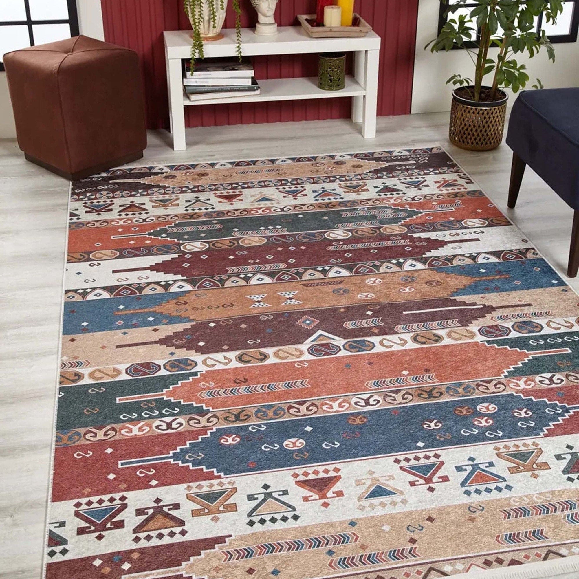 Parda Turkish Kilim Colorful Rug