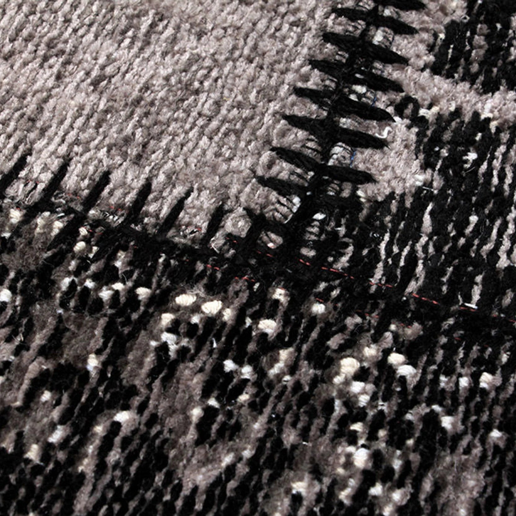 Carina Patchwork Black Distressed Turkish Rug