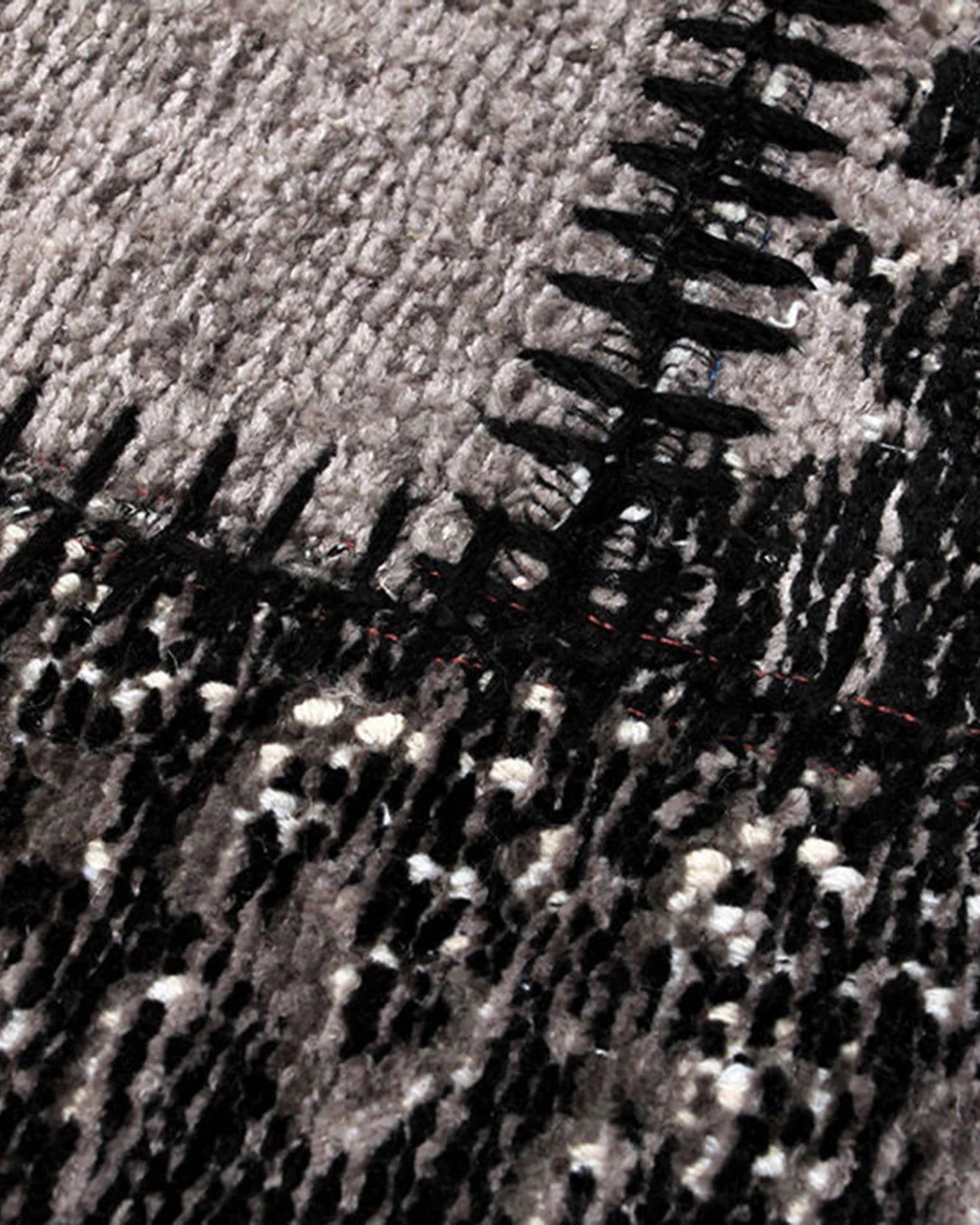 Carina Patchwork Black Distressed Turkish Rug