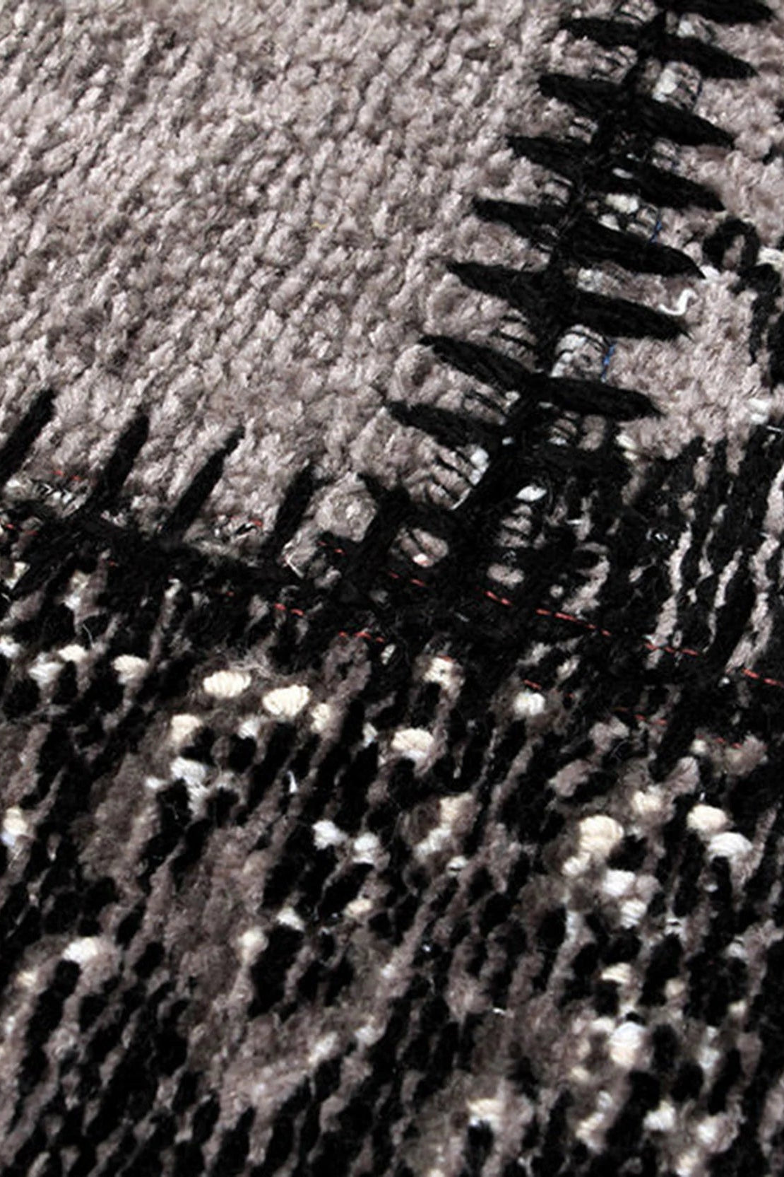 Carina Patchwork Black Distressed Turkish Rug