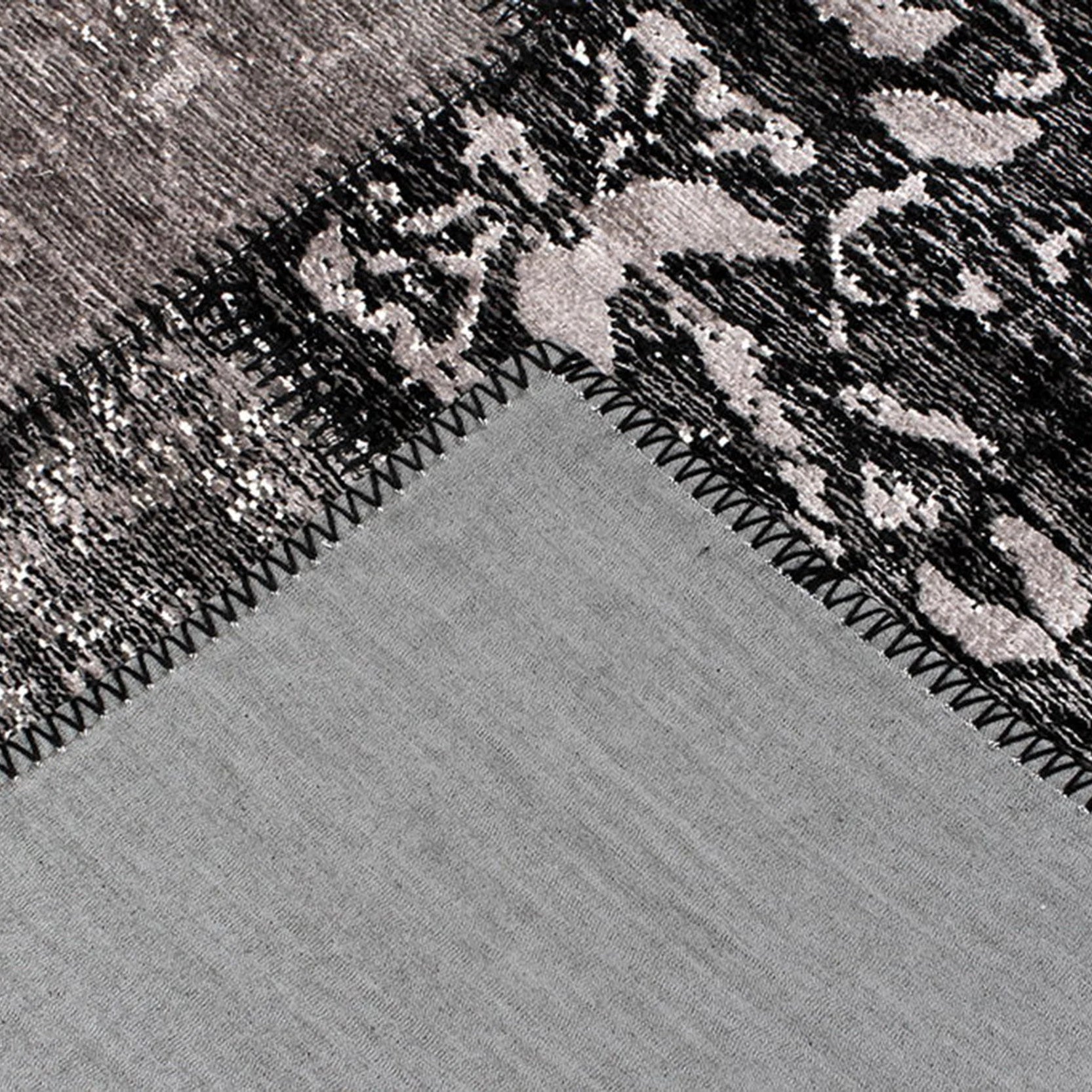 Carina Patchwork Black Distressed Turkish Rug