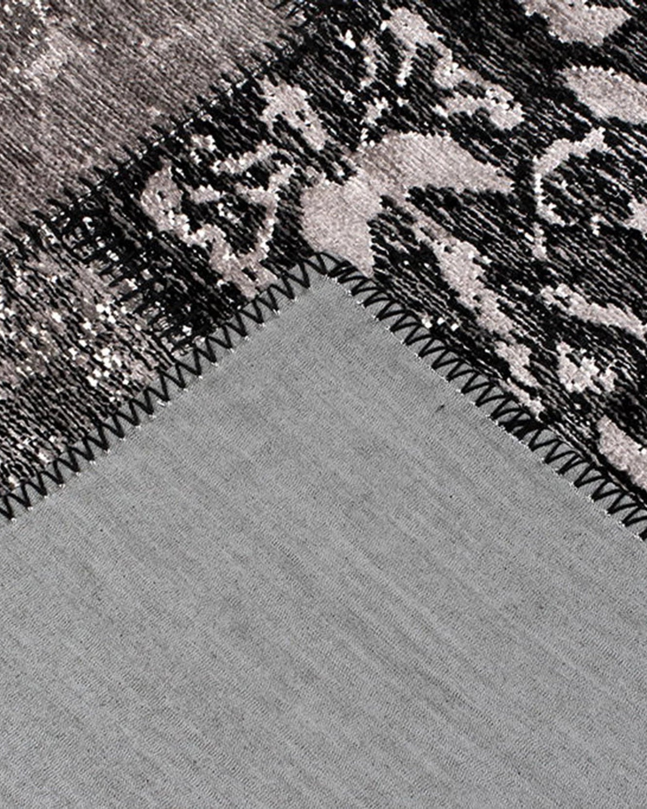 Carina Patchwork Black Distressed Turkish Rug