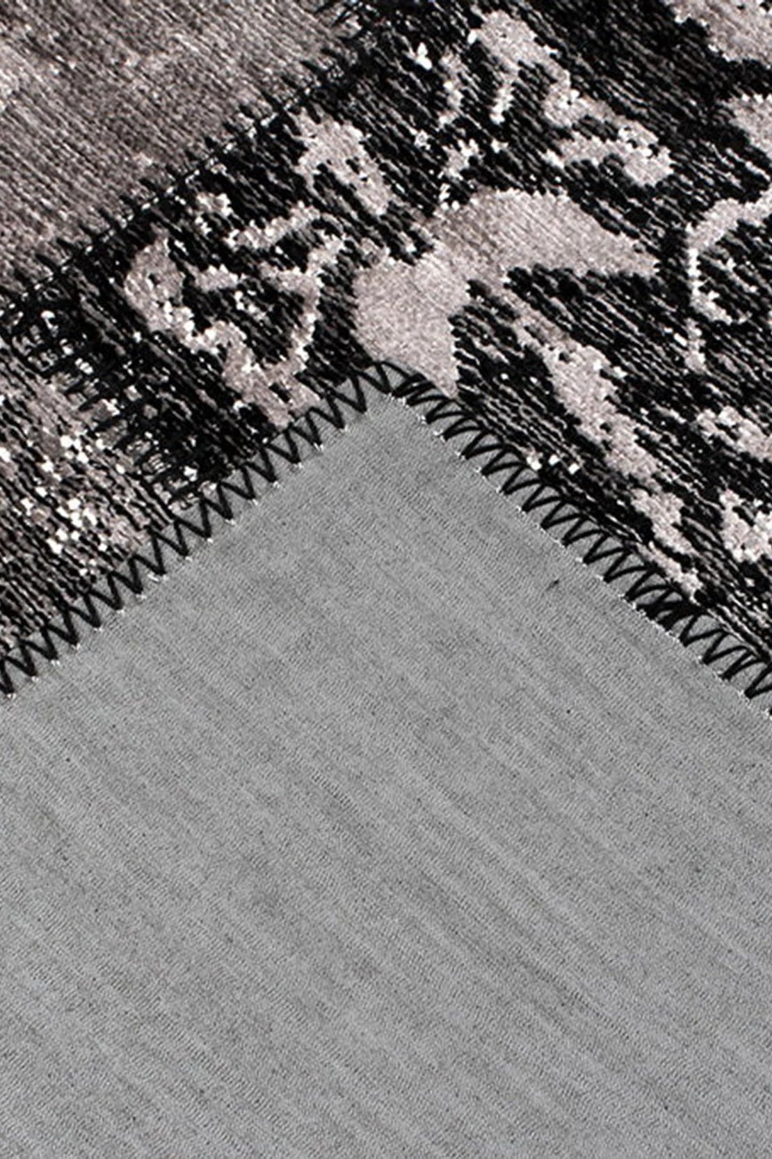 Carina Patchwork Black Distressed Turkish Rug