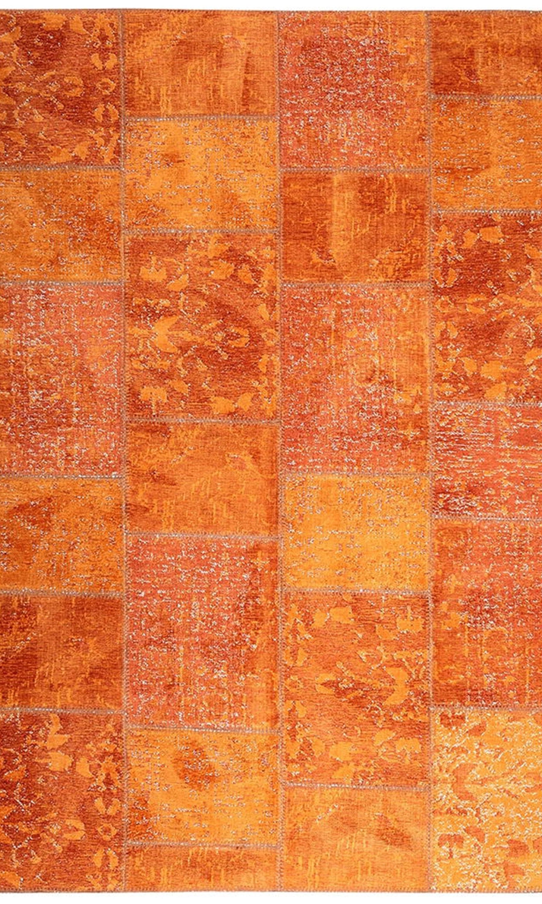 Elvira Patchwork Orange Distressed Turkish Rug