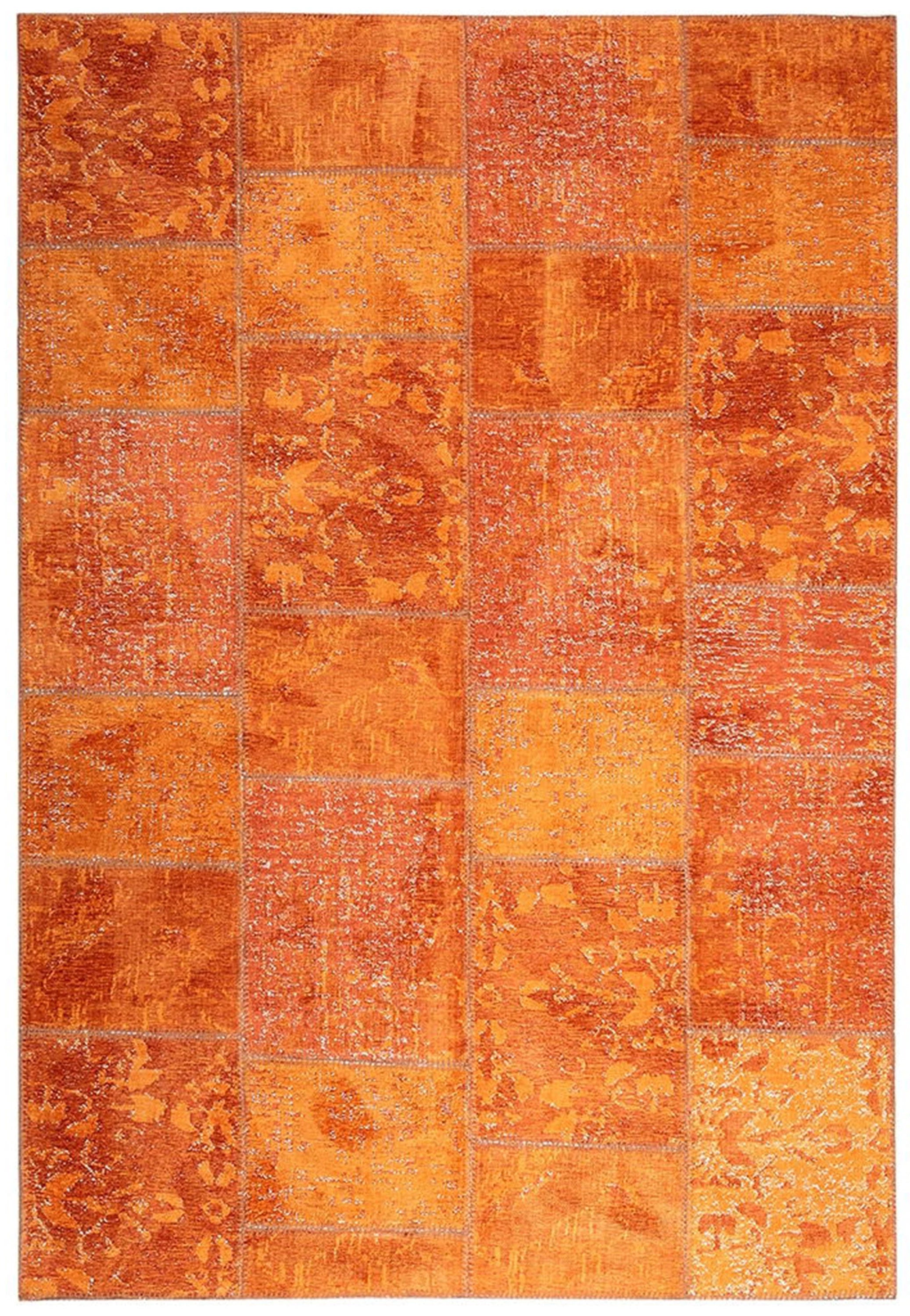 Elvira Patchwork Orange Distressed Turkish Rug