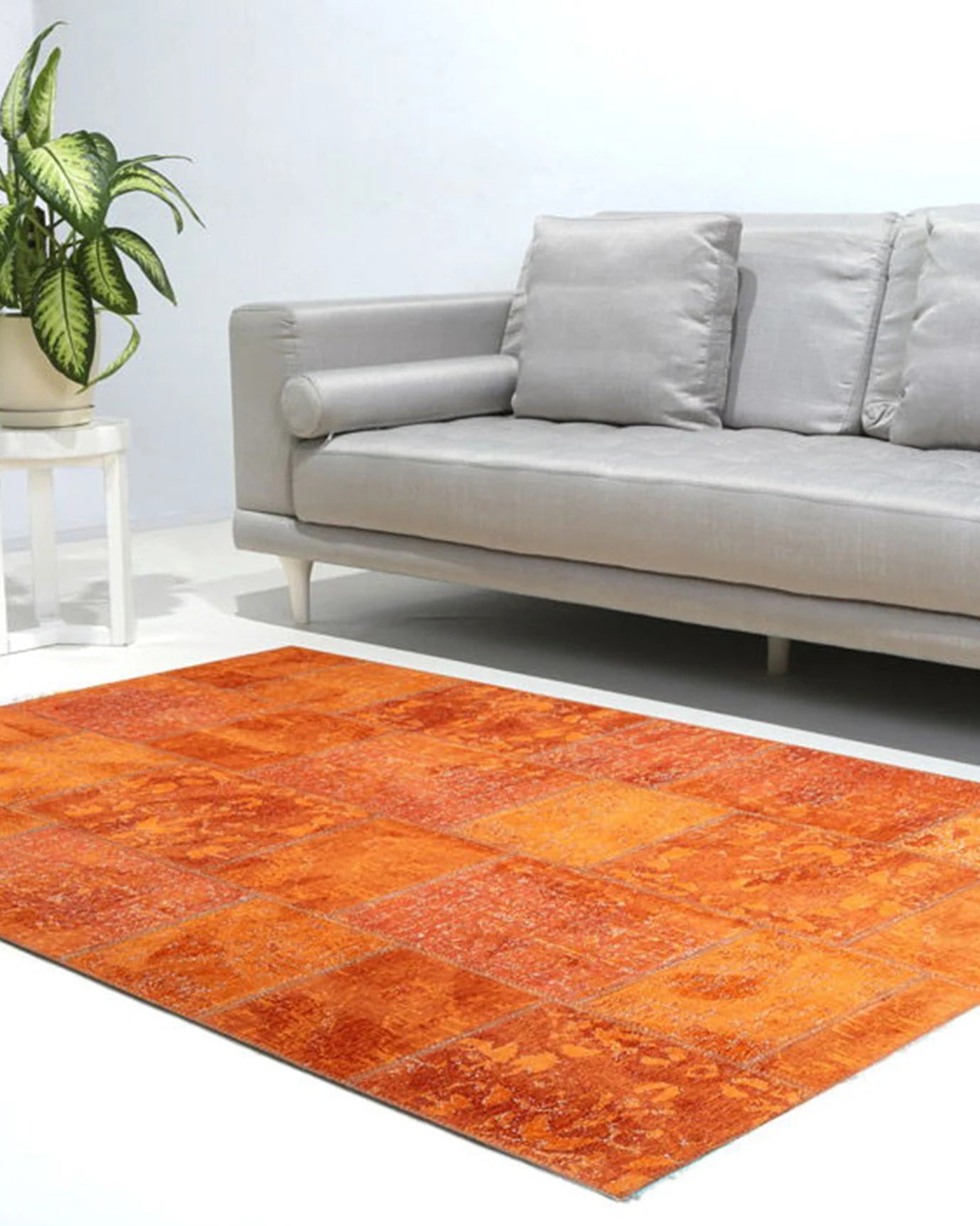 Elvira Patchwork Orange Distressed Turkish Rug
