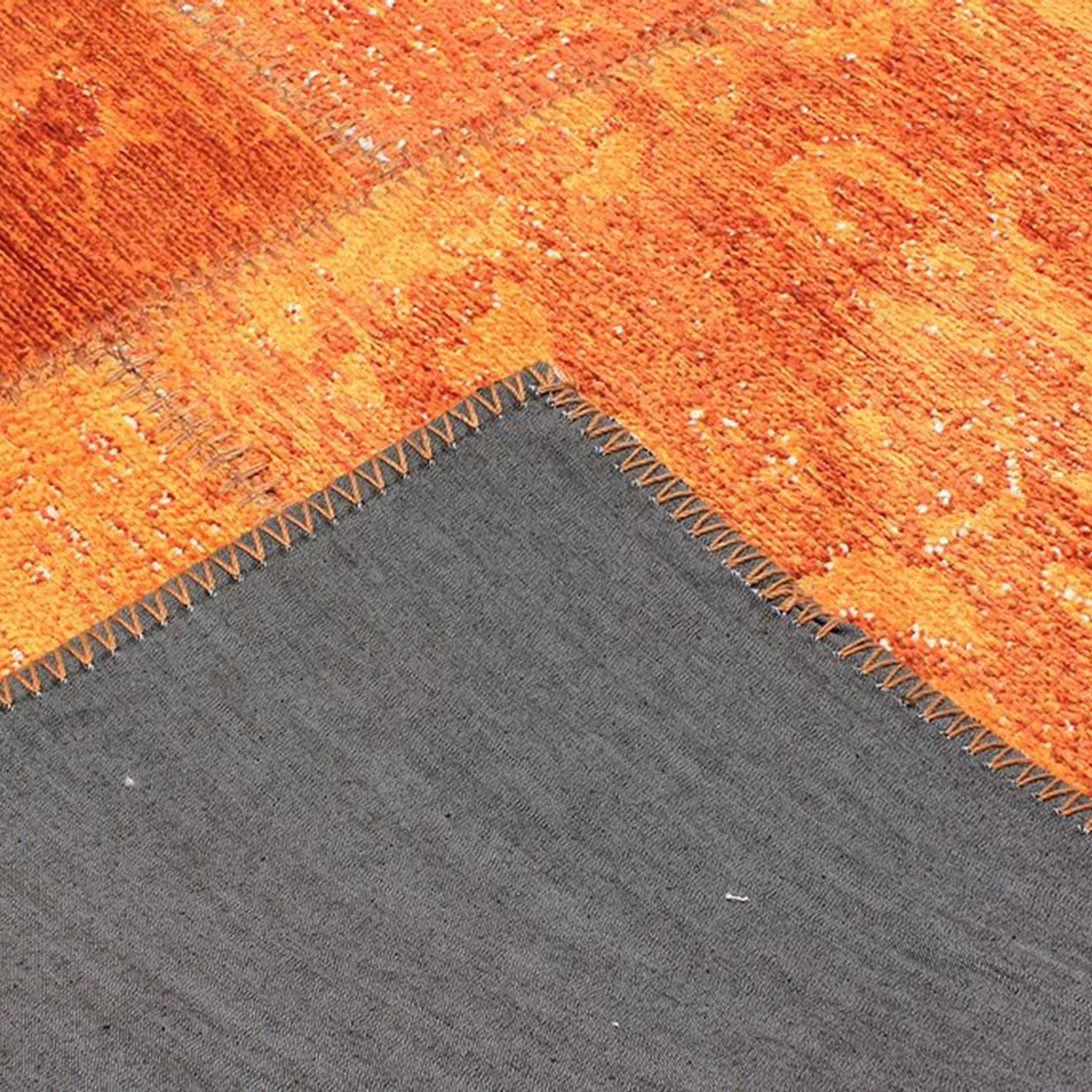 Elvira Patchwork Orange Distressed Turkish Rug
