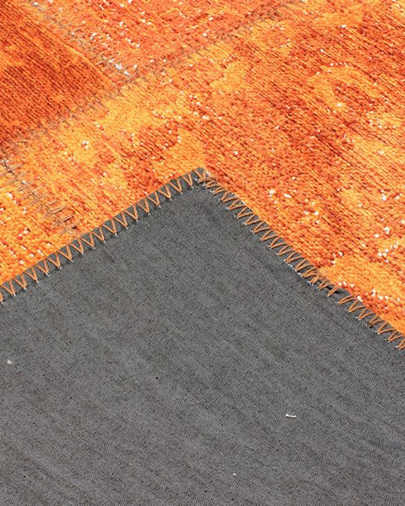 Elvira Patchwork Orange Distressed Turkish Rug