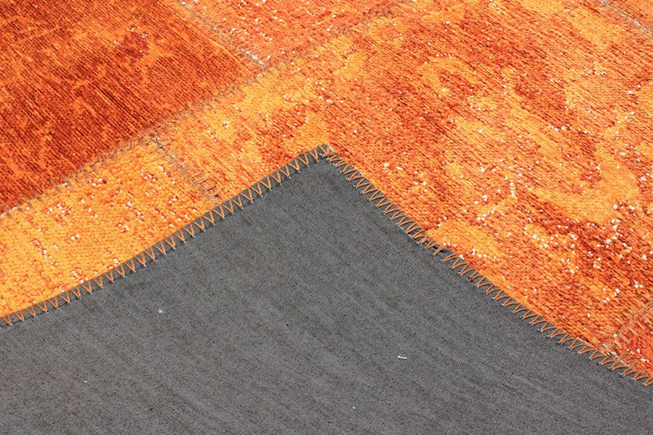 Elvira Patchwork Orange Distressed Turkish Rug