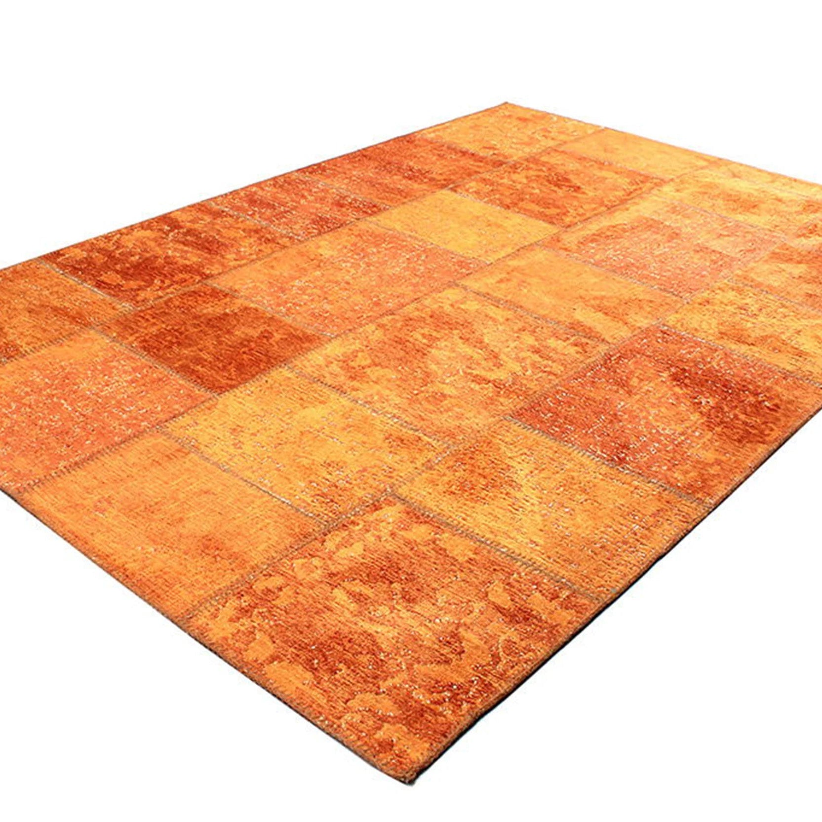 Elvira Patchwork Orange Distressed Turkish Rug