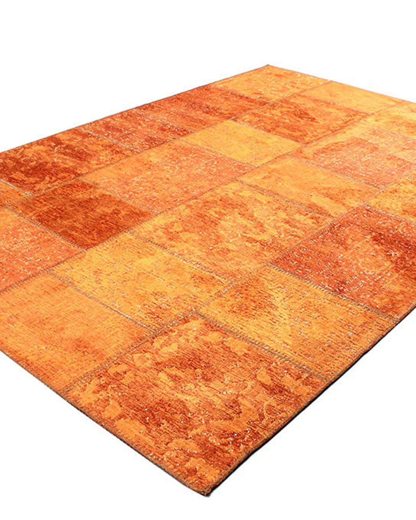 Elvira Patchwork Orange Distressed Turkish Rug