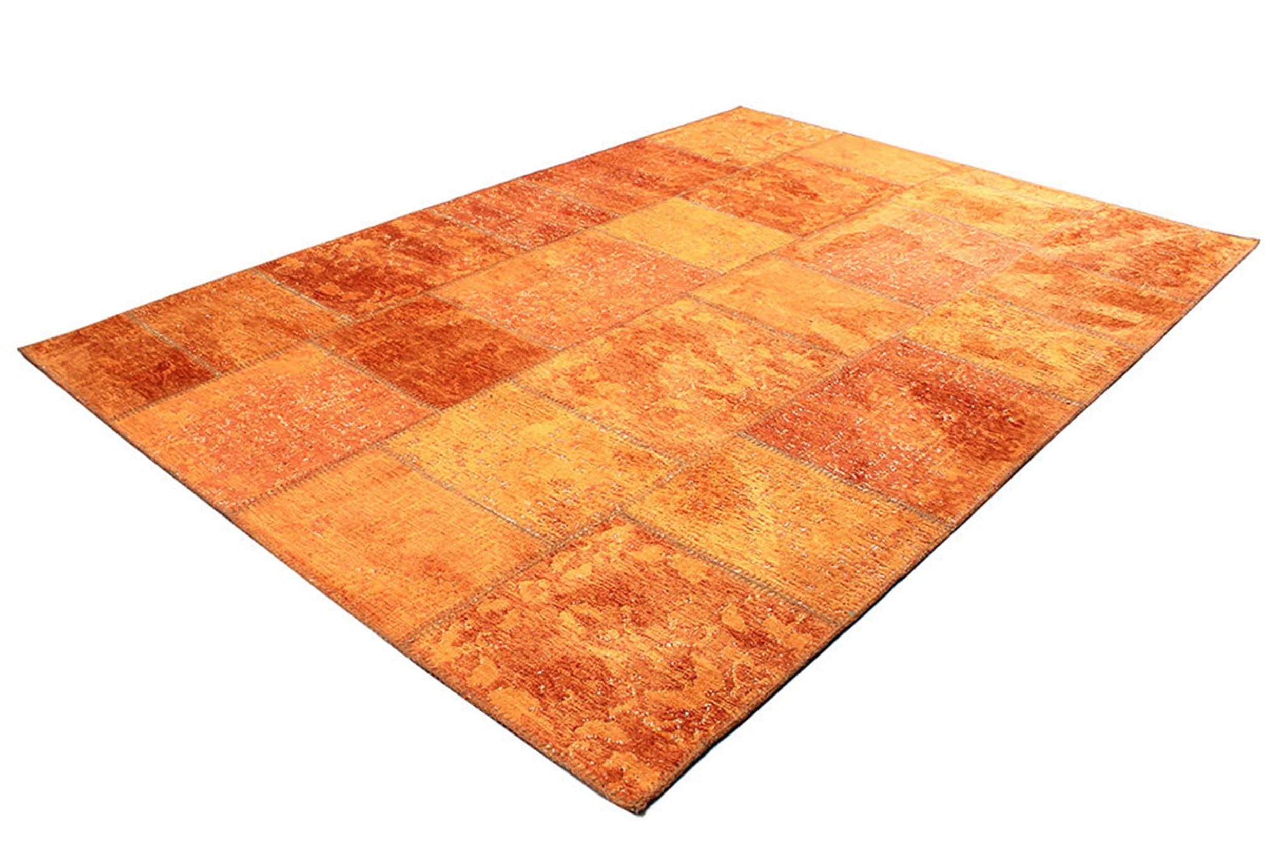 Elvira Patchwork Orange Distressed Turkish Rug